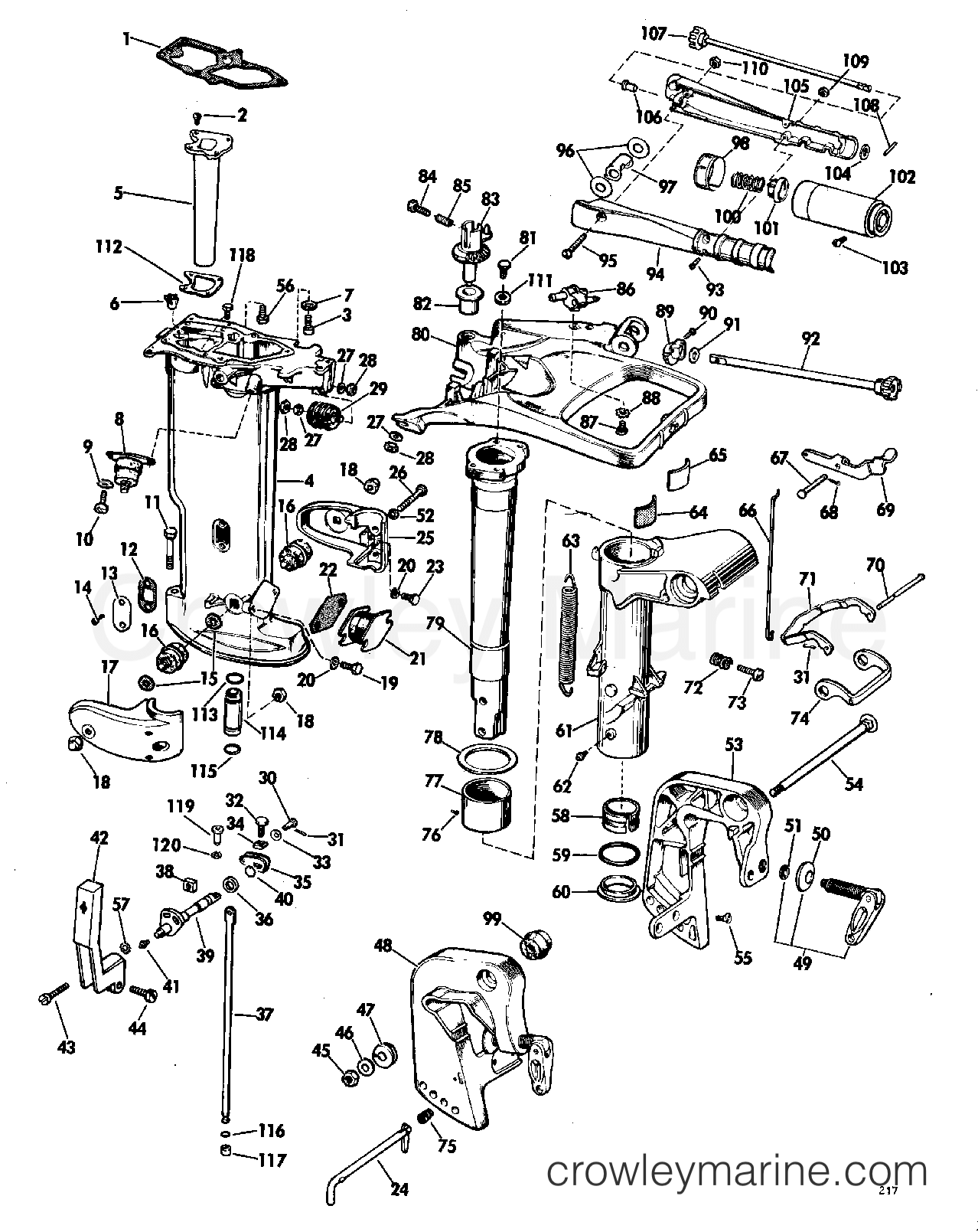 1969 Outboard 25 - 25RL69D - LOWER UNIT GROUP