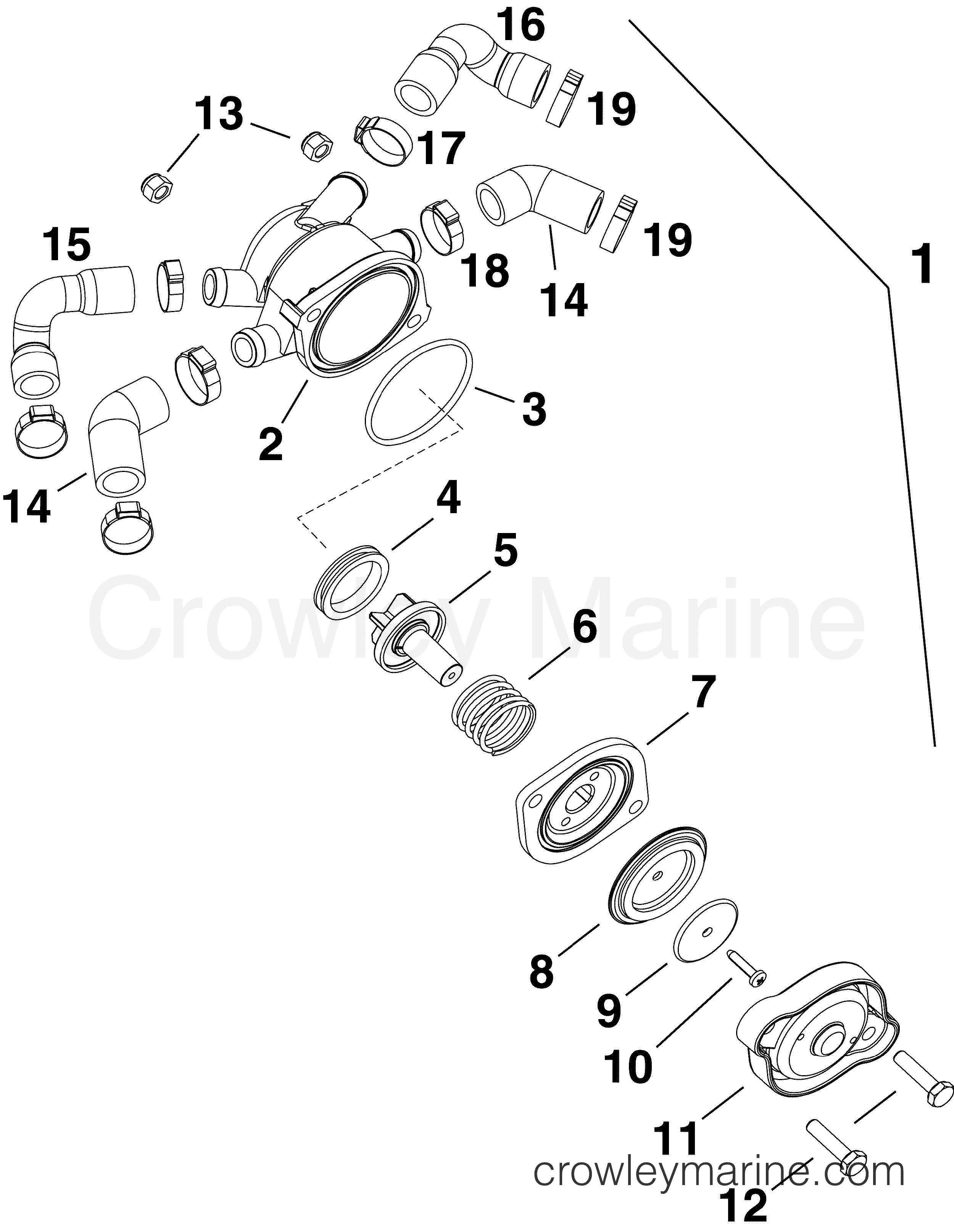 2012 Evinrude Outboards 150 - E150DCXINE WATER PRESSURE RELIEF VALVE section