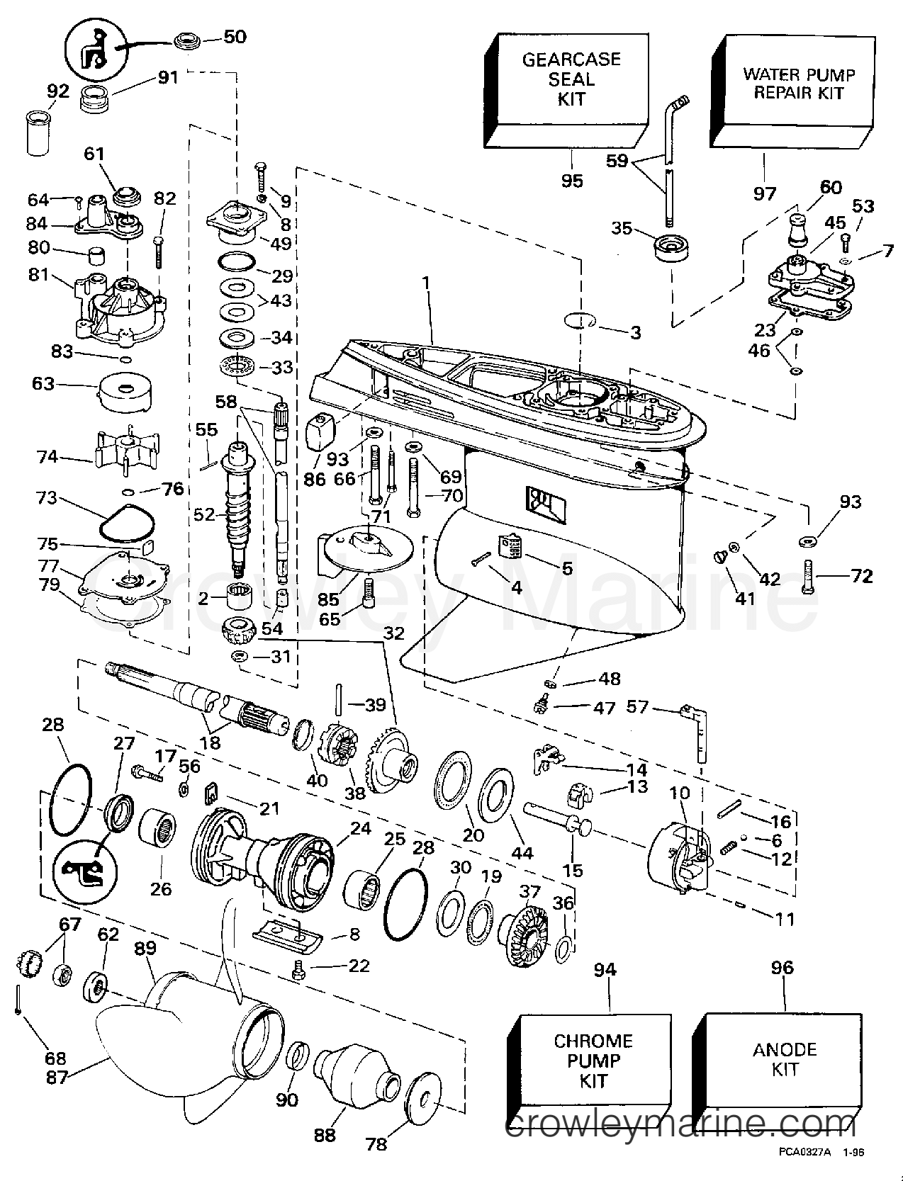 1997 Outboard 125 - SJ125WTPLJ - GEARCASE