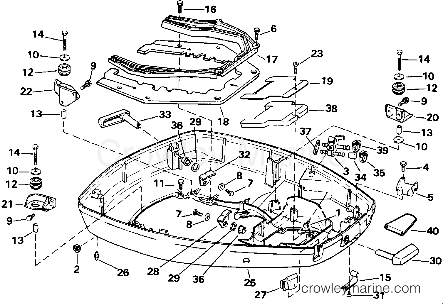 1992 Outboard 155 - E155WTXENE - LOWER ENGINE COVER
