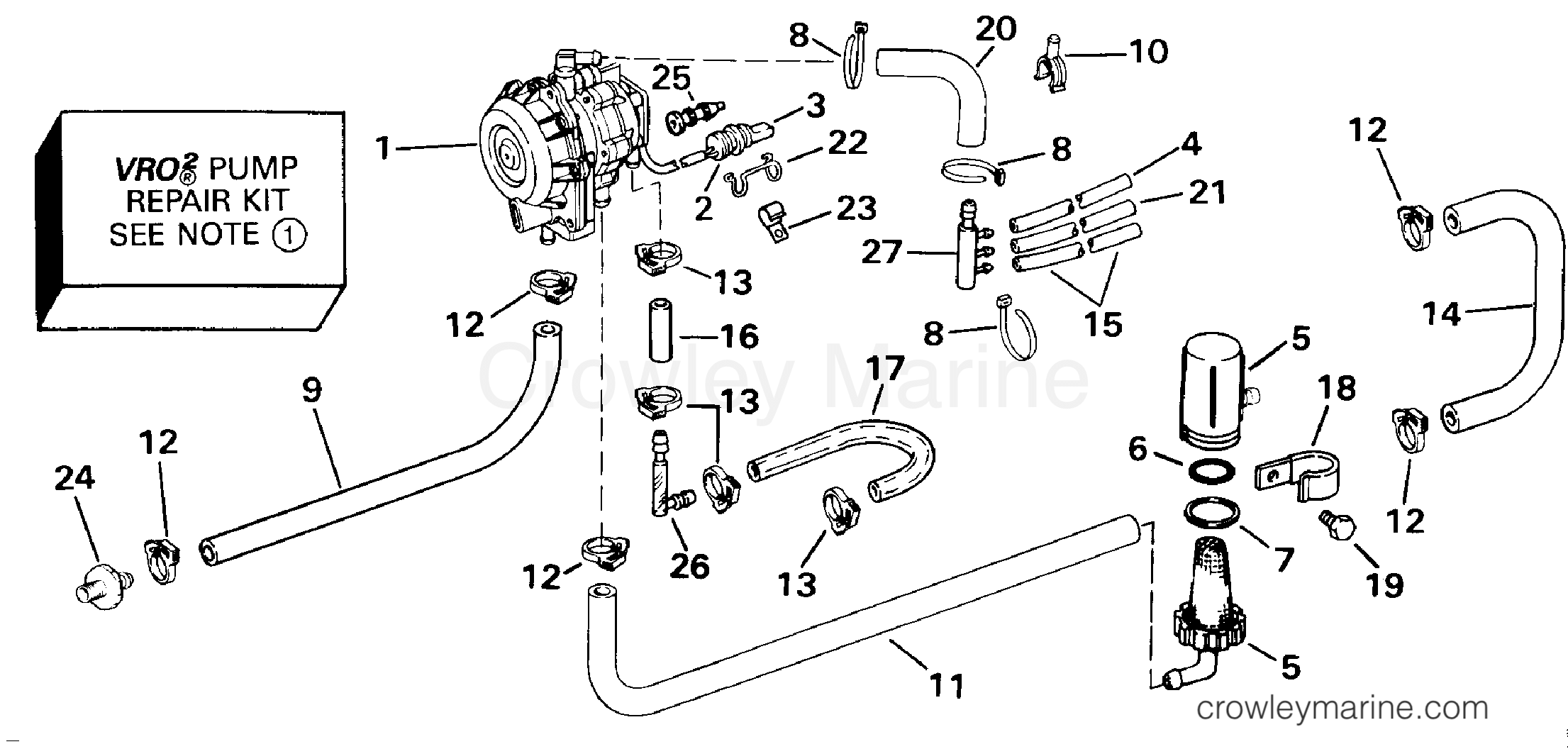 1992 Outboard 55 - J55RWLENM - VRO2 PUMP