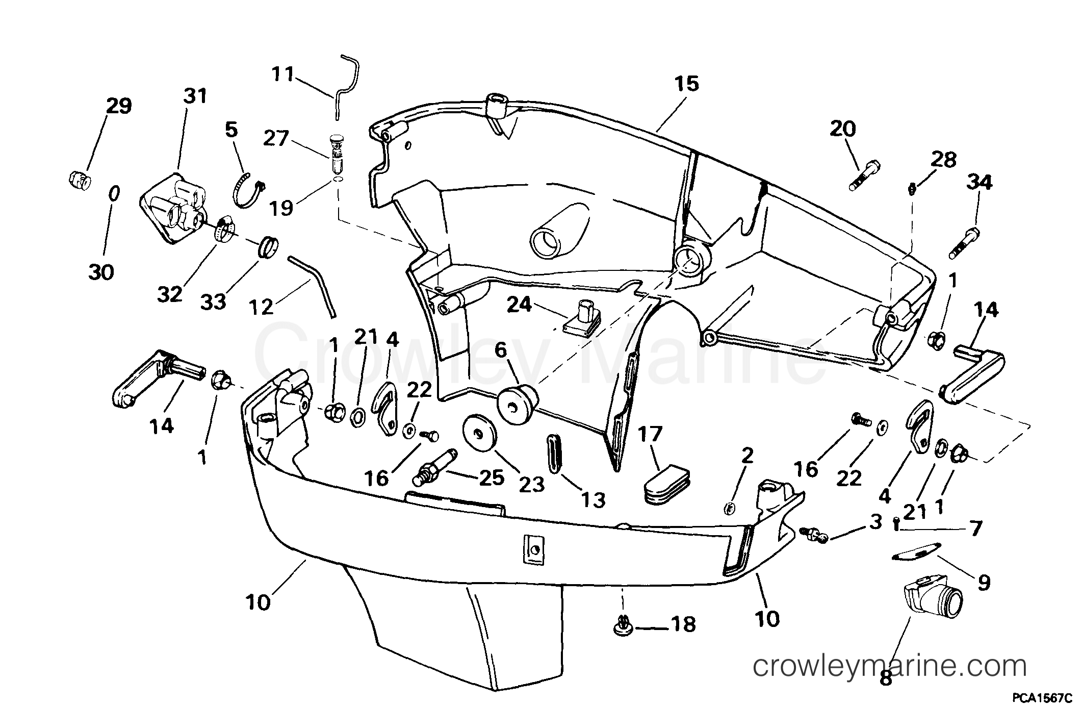 1999 Outboard 225 - E225FCZEES - LOWER ENGINE COVER