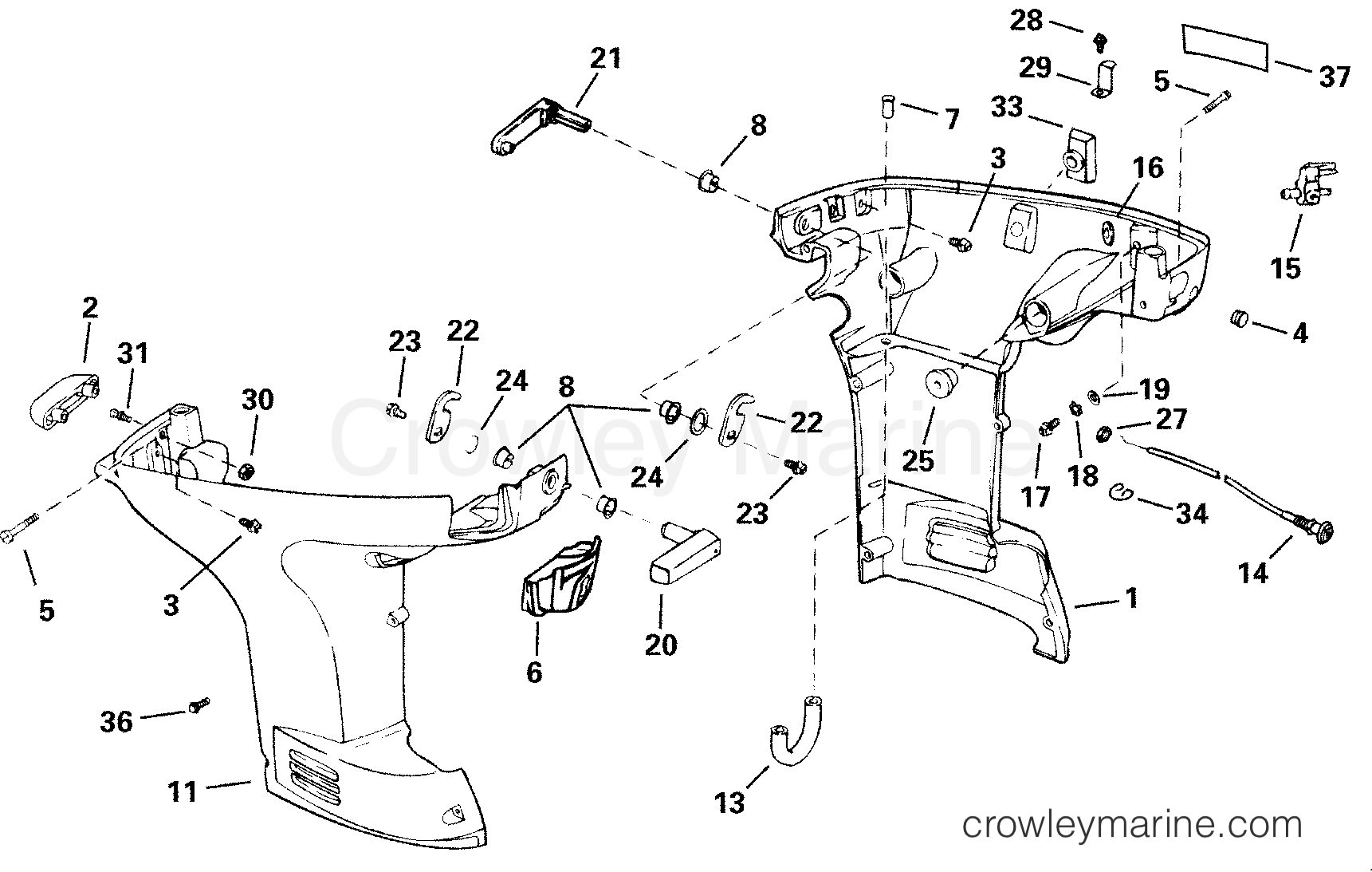 2000 Outboard 35 - BJ35PL3SSB - LOWER ENGINE COVER