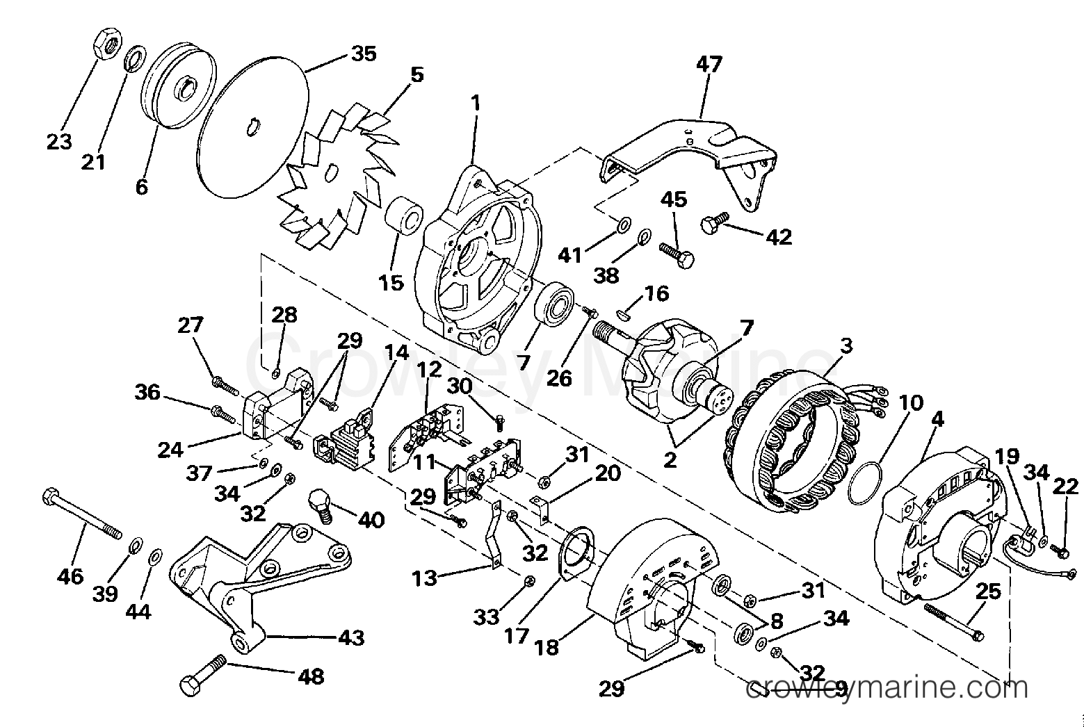 1990 OMC Stern Drive 2.3 - 232BMRPWS ALTERNATOR section