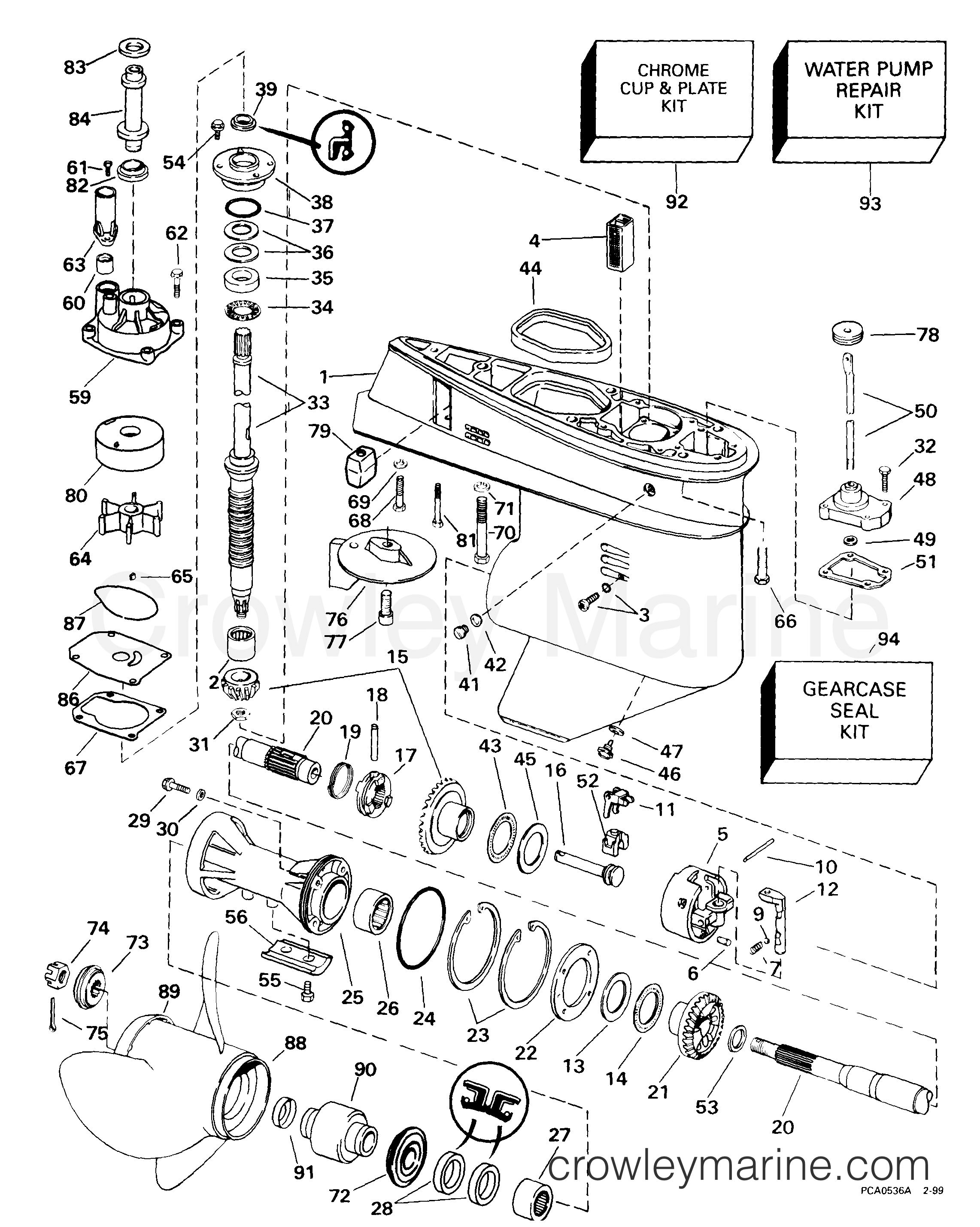 1999 Outboard 65 - J65WRYEES - GEARCASE