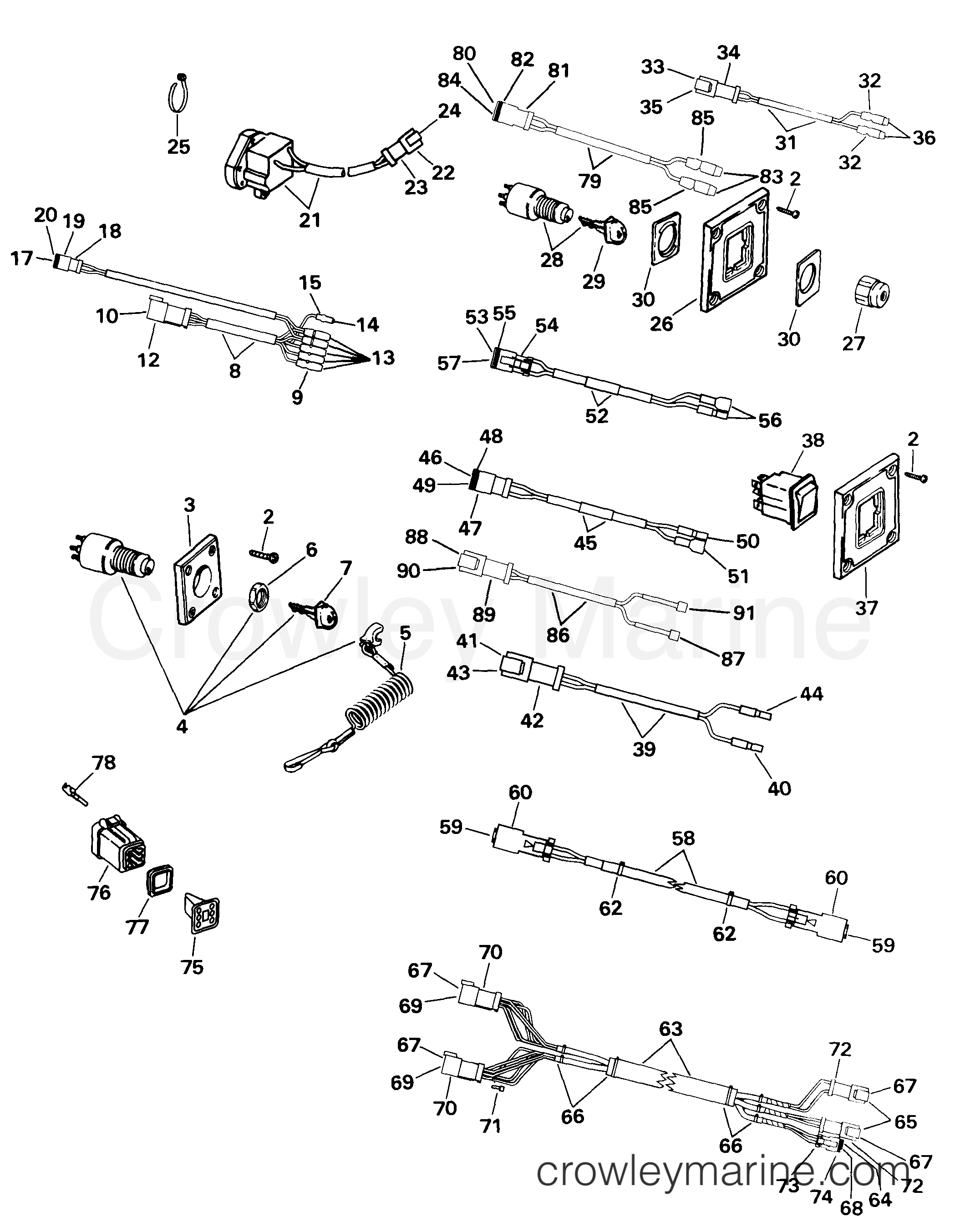 1999 Rigging Accessories - Electrical System - SWITCH & WIRING KIT -- DUAL STATION SINGLE ENGINE
