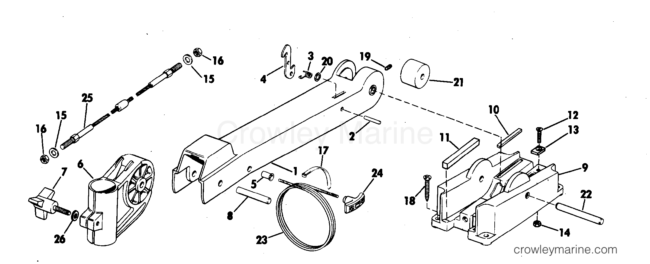 1978 Electric Motors 24 Volt - E48-C - BOW ARM AND DECK BRACKET GROUP
