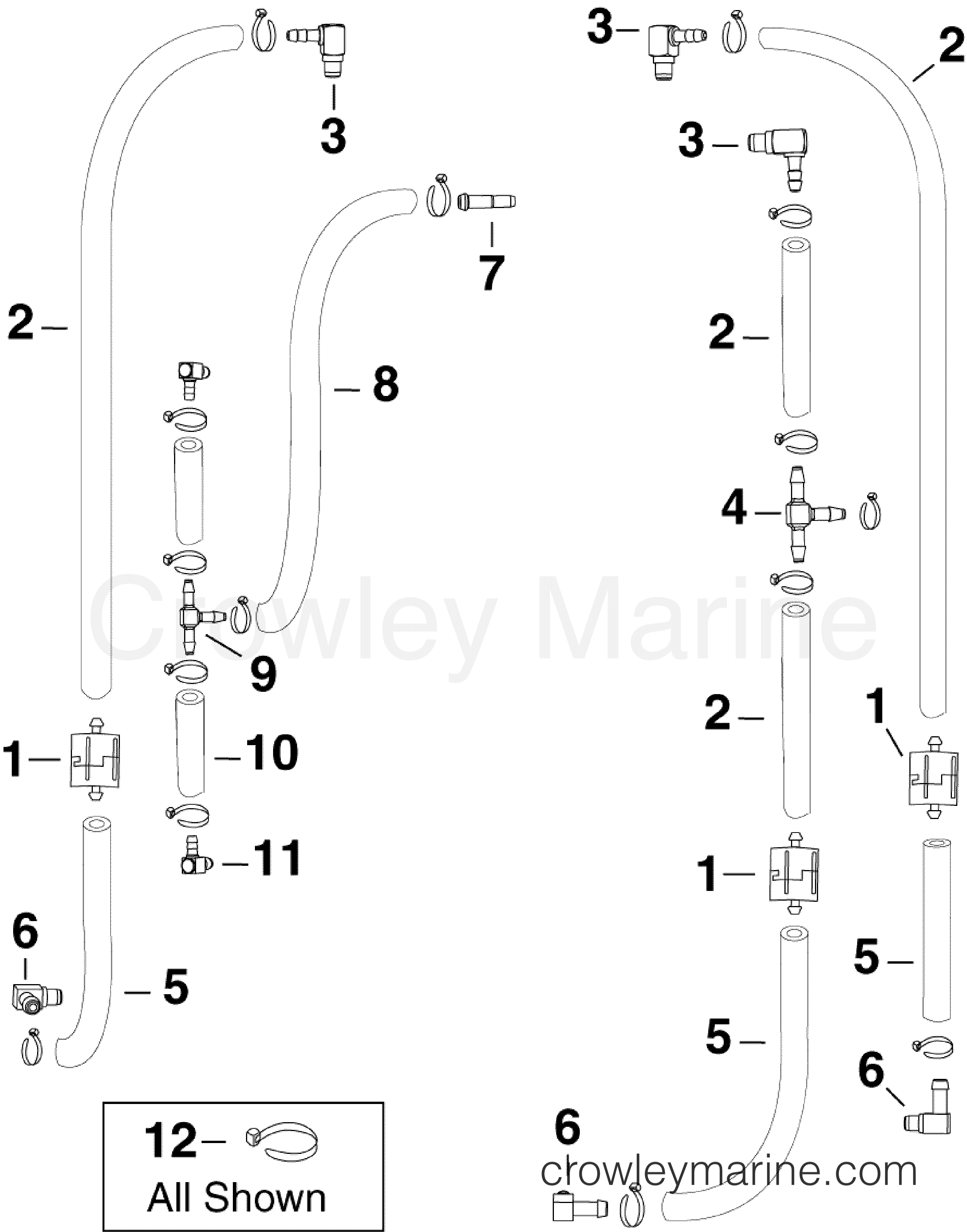 2007 Evinrude Outboards 150 - E150DBXSUF OIL RECIRCULATION HOSES section