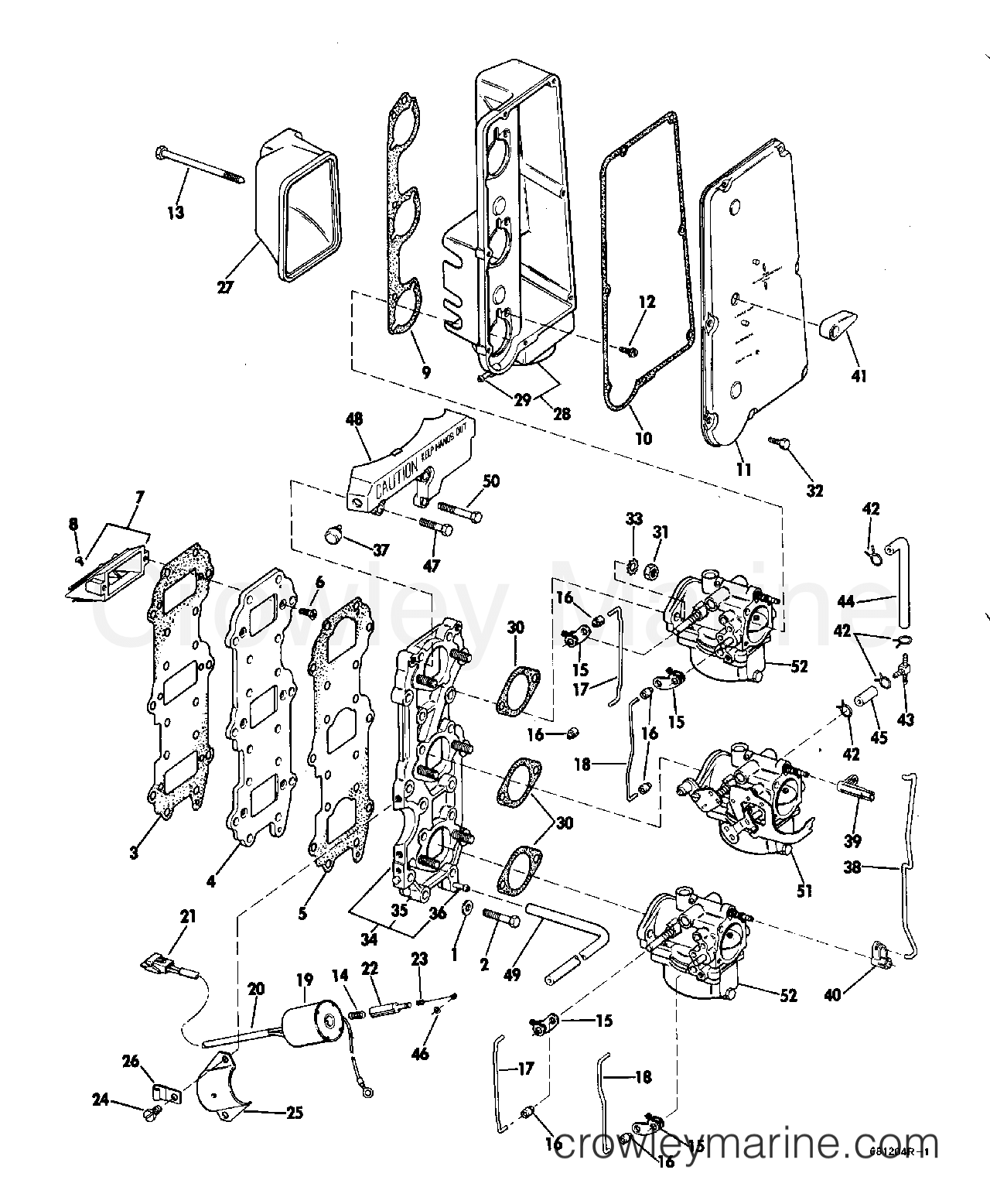 1969 Evinrude Outboards 55 - 55972A - INTAKE MANIFOLD AND CARBURETOR GROUP section