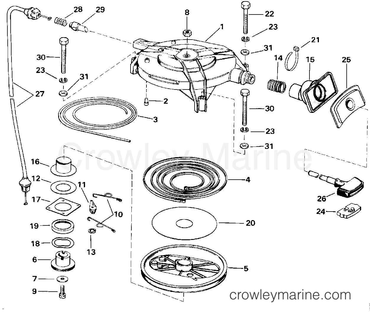 1993 Outboard 25 - J25RLETS - REWIND STARTER