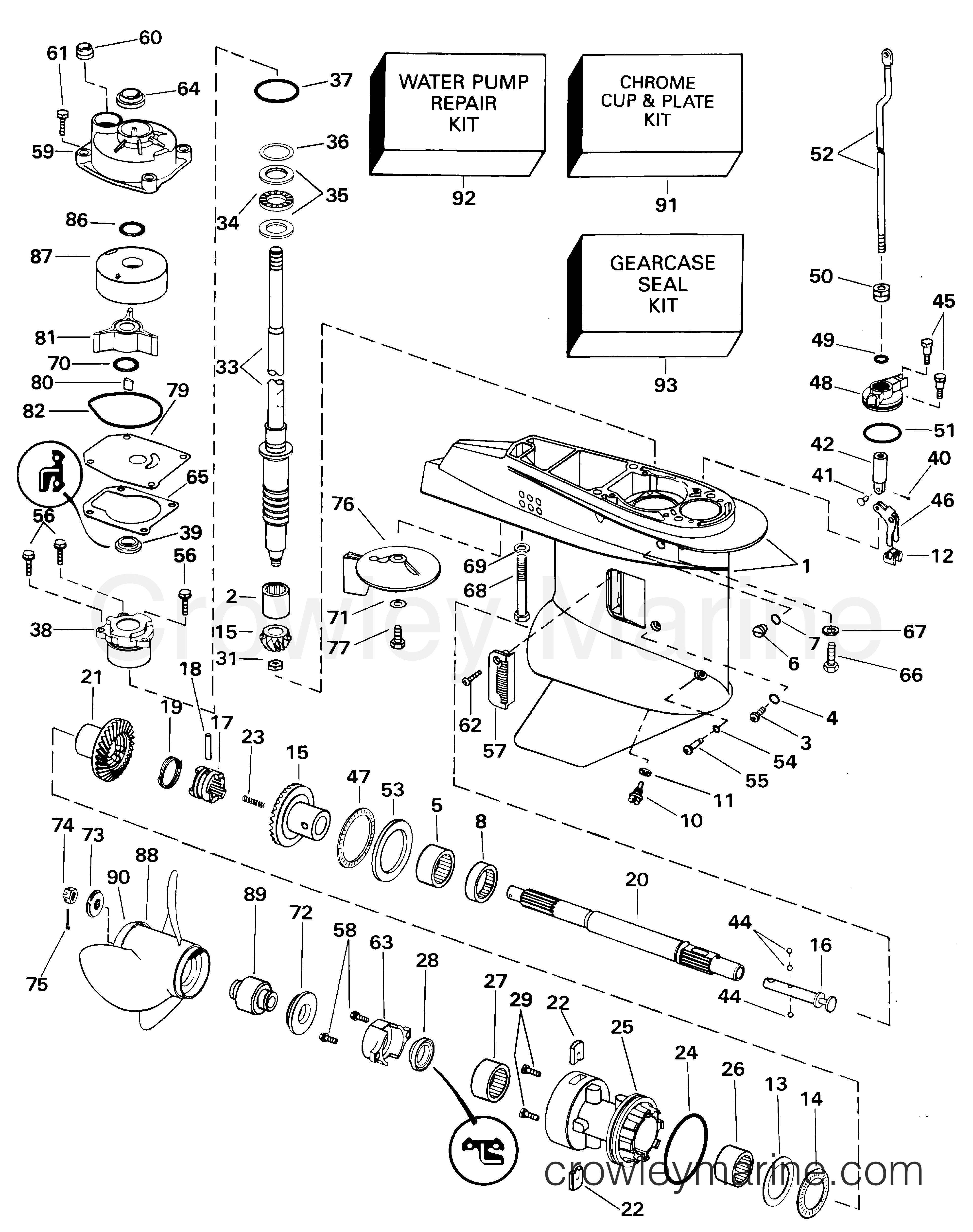 2001 Outboard 50 - J50PLSIF - GEARCASE