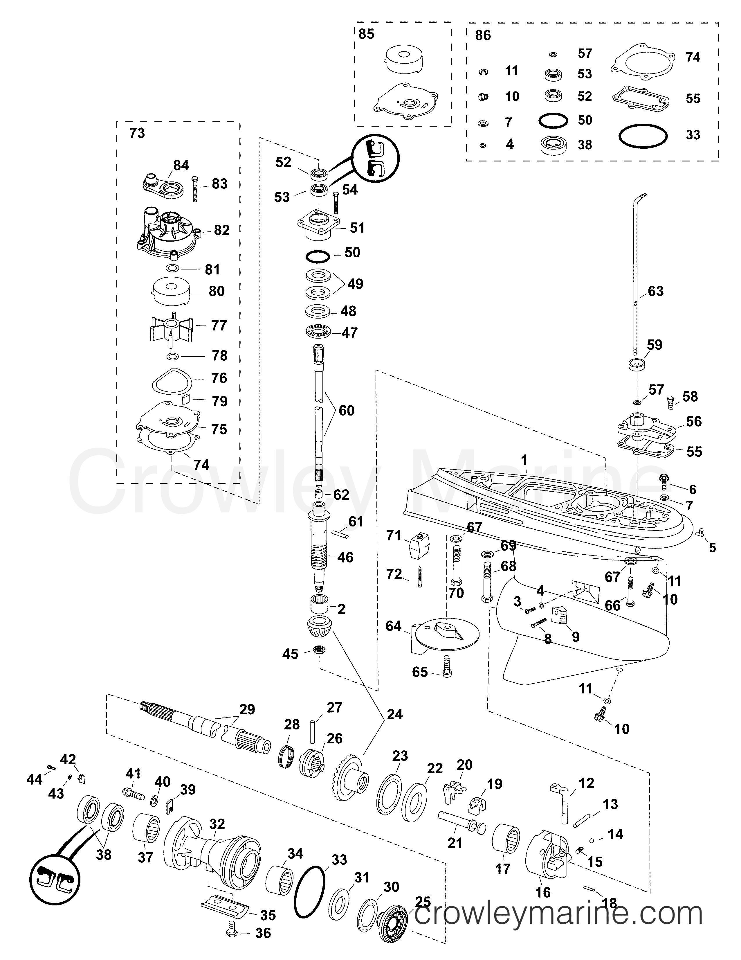 AF Outboard 130 - E130DPXAFA - GEARCASE, O-TYPE