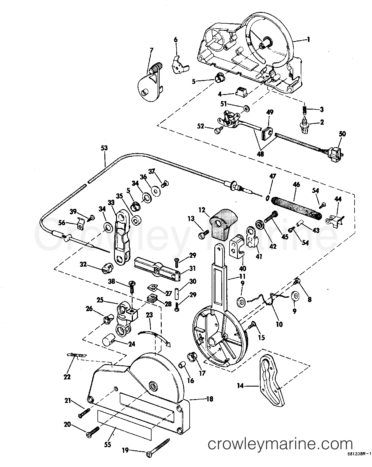 1969 Johnson Outboards 55 - 55ES69A REMOTE CONTROL GROUP section