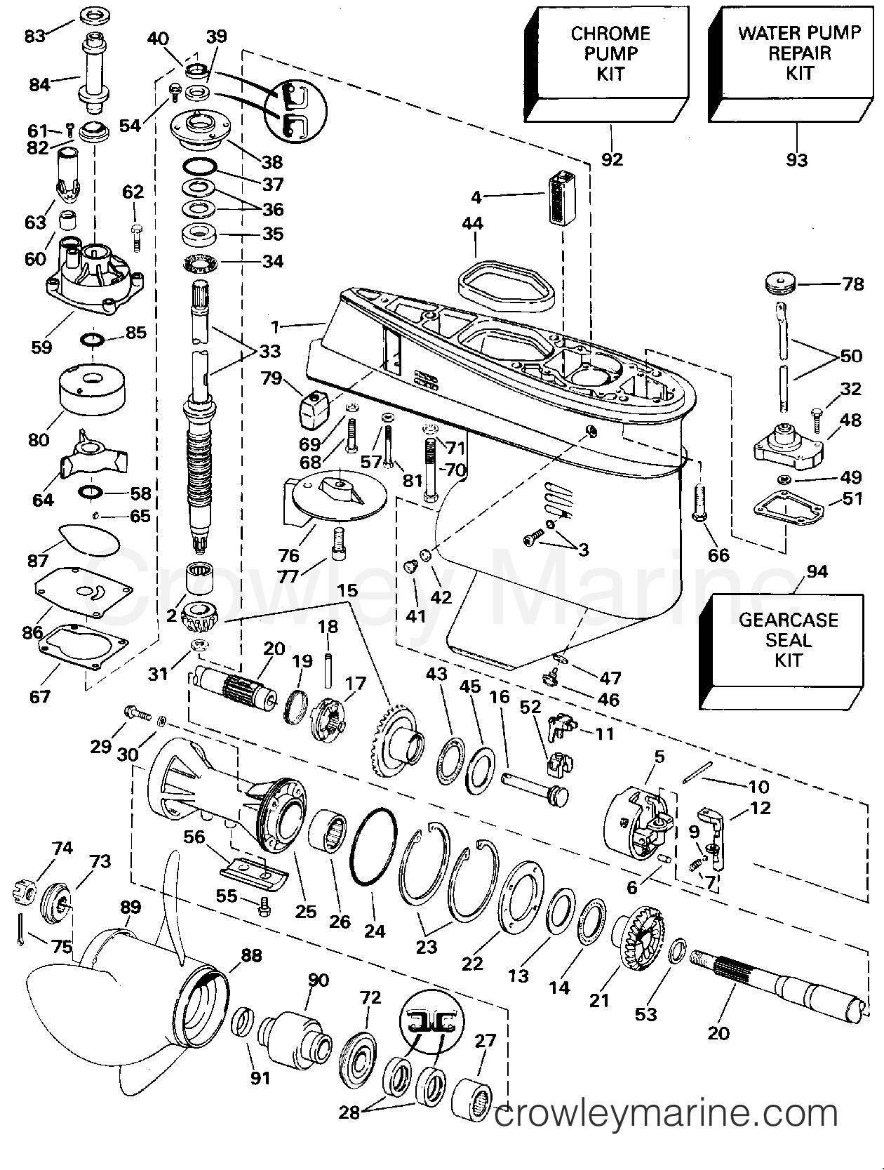 1995 Outboard 65 - J65RSLC - GEARCASE