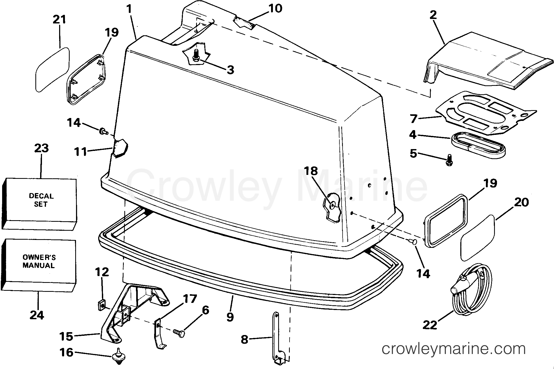 1985 Outboard 75 - J75ECOS - ENGINE COVER - JOHNSON