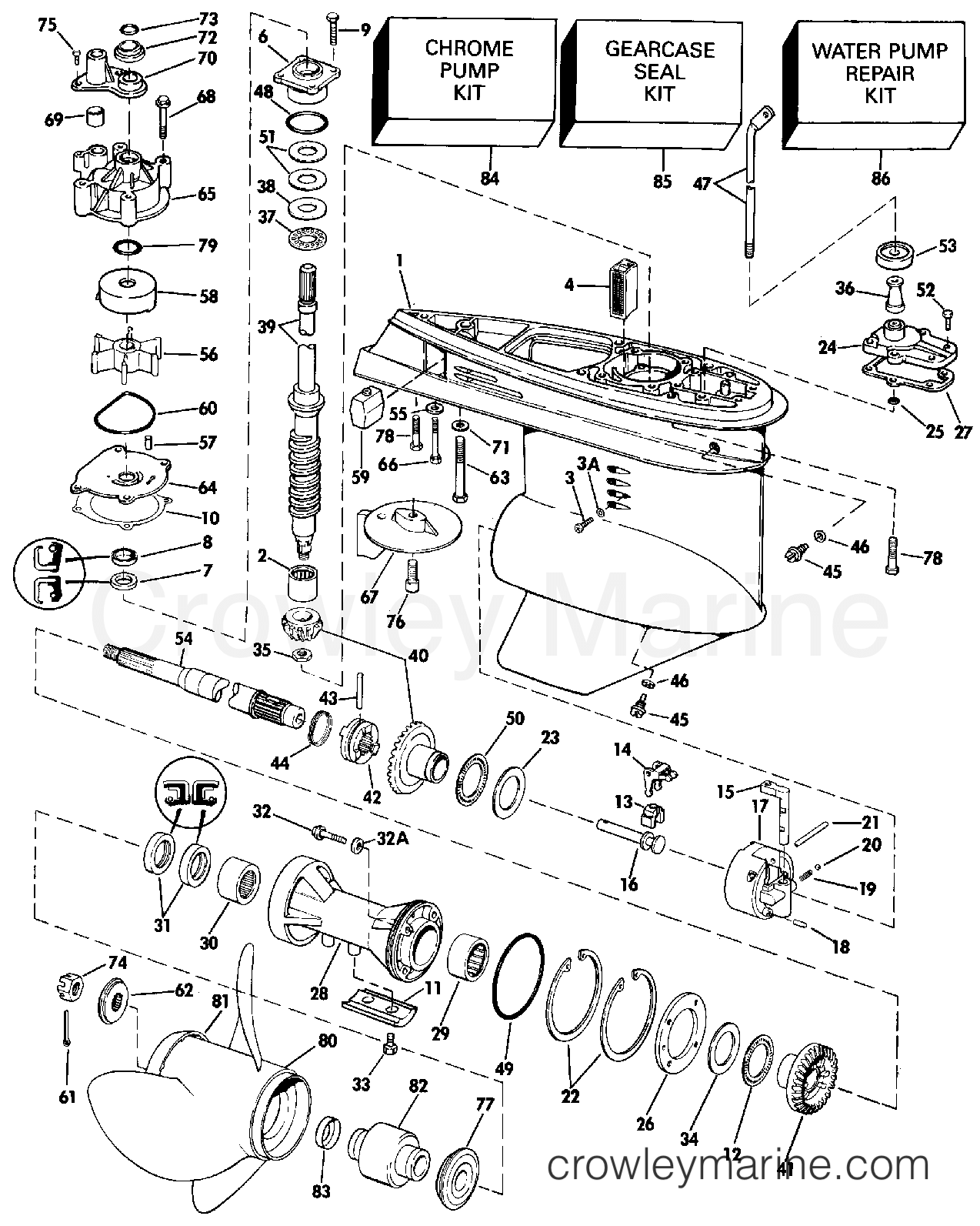 1990 Outboard 90 - J90TLASB - GEARCASE