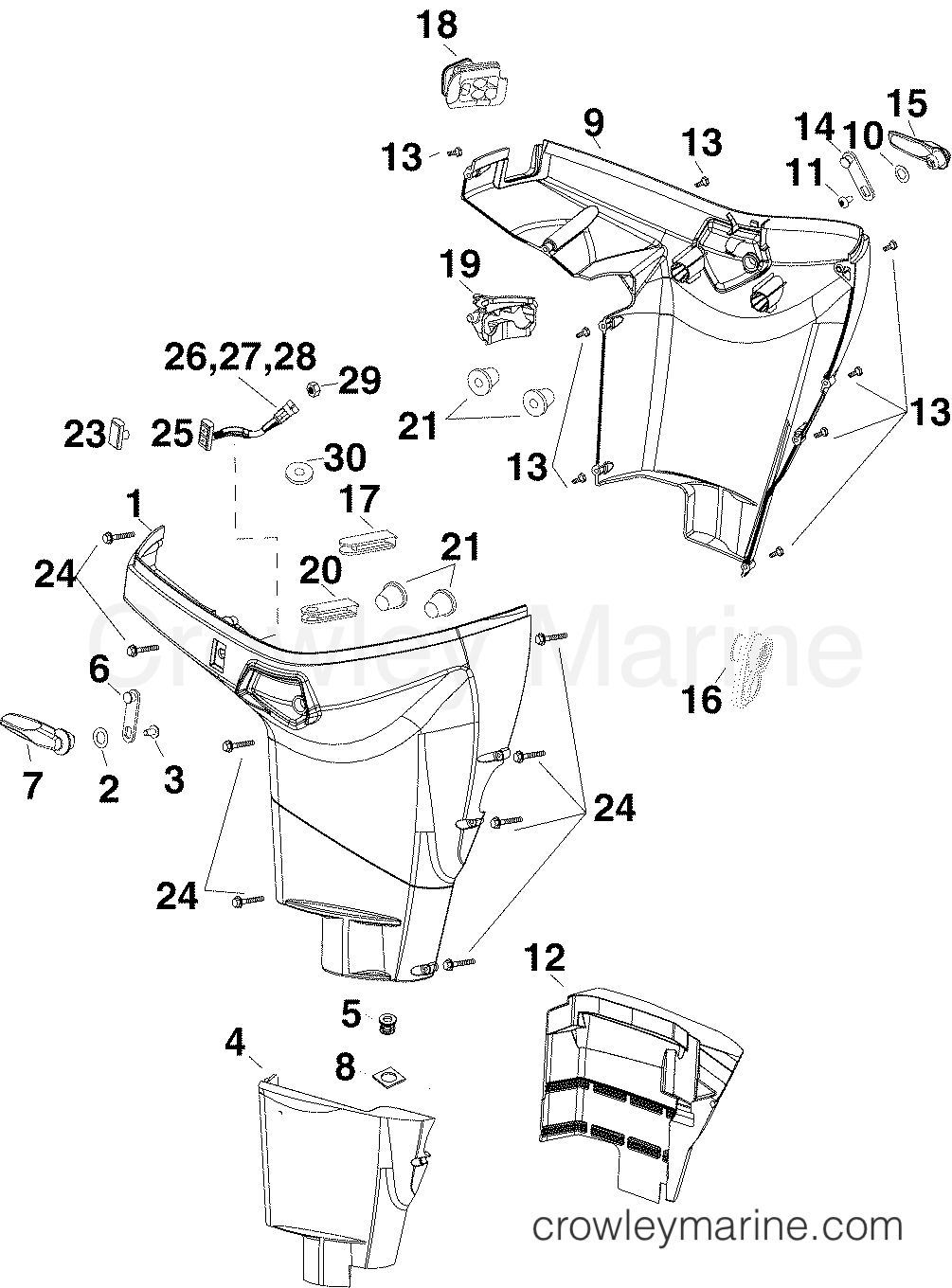 2004 Outboard 40 - E40DRLSRC - LOWER ENGINE COVER