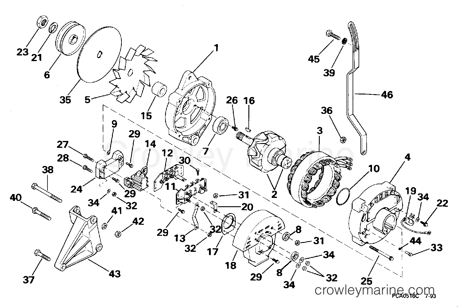 1995 Stern Drive 7.4 - 74FEPHUB - ALTERNATOR