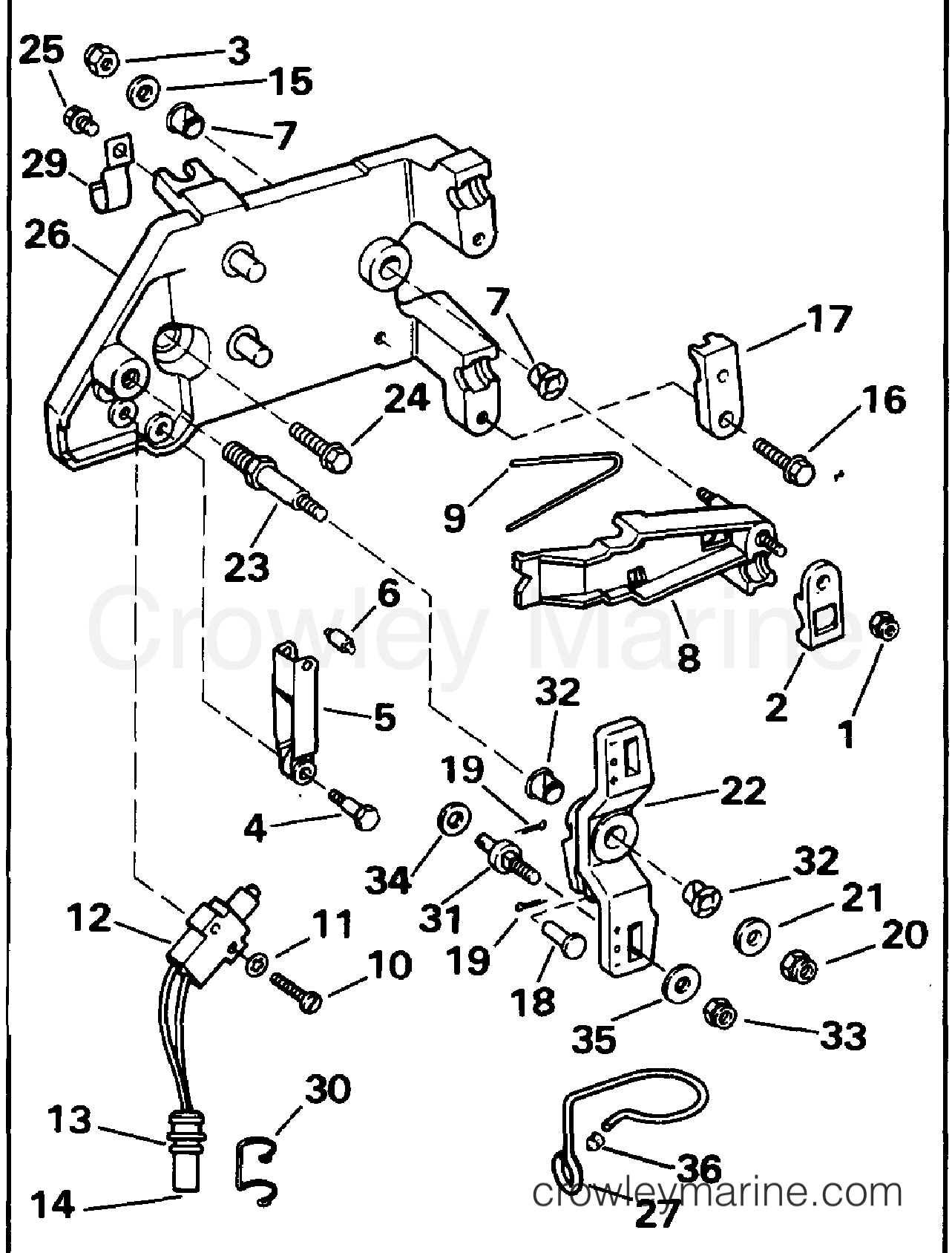 1993 Stern Drive 5.8 - 584DPPJVB - SHIFT LEVER & INTERRUPTER