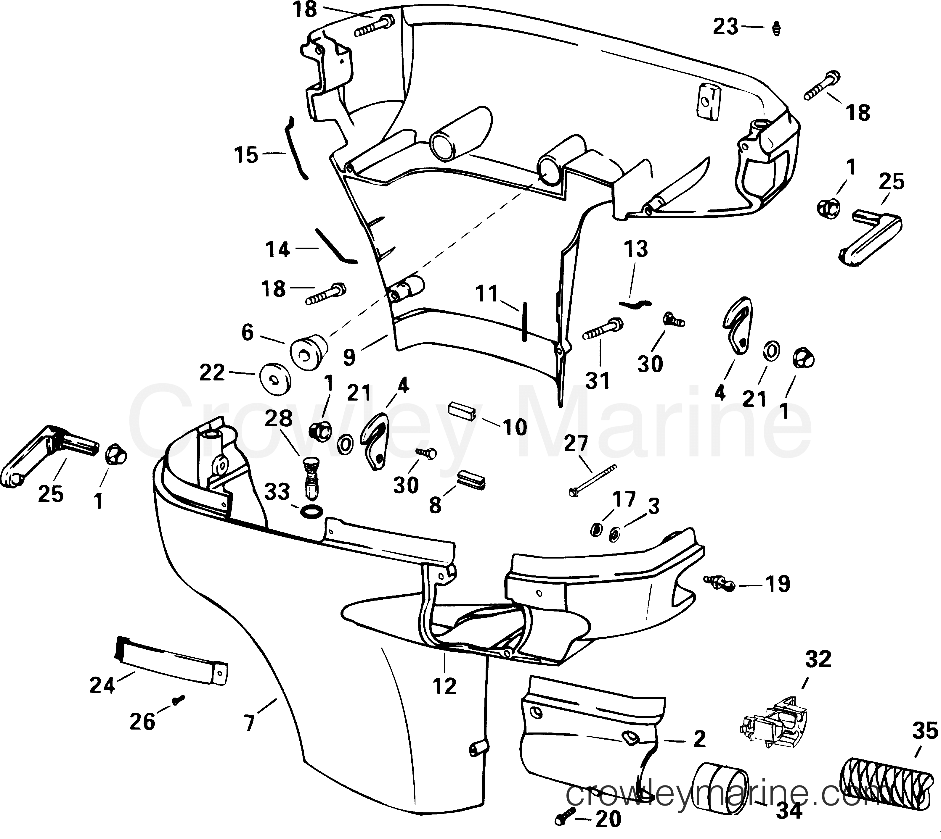 2001 Outboard 175 - J175VLSIF - LOWER ENGINE COVER