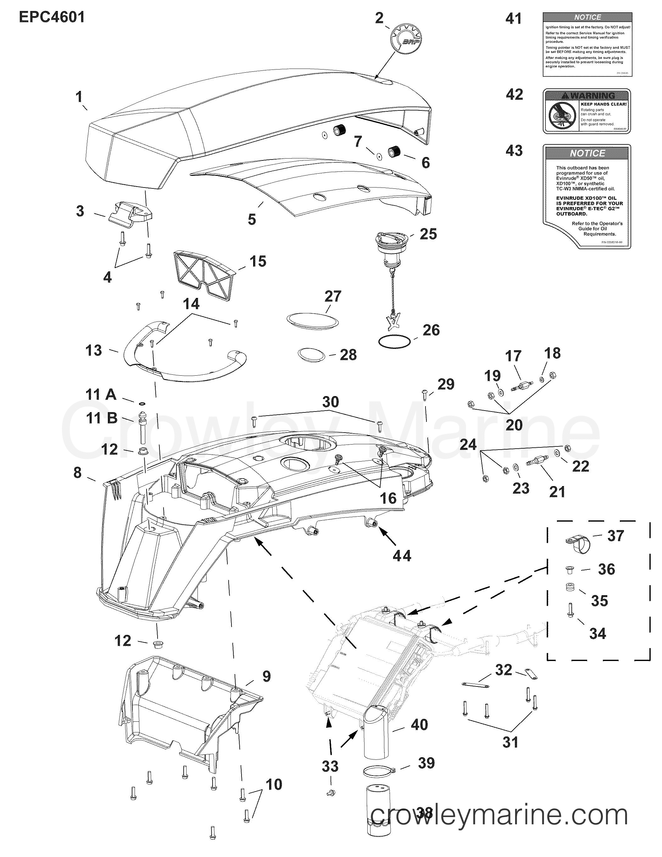 AG Outboard 250 - 3.4L - E250ZAGD - ENGINE COVERS (TOP)