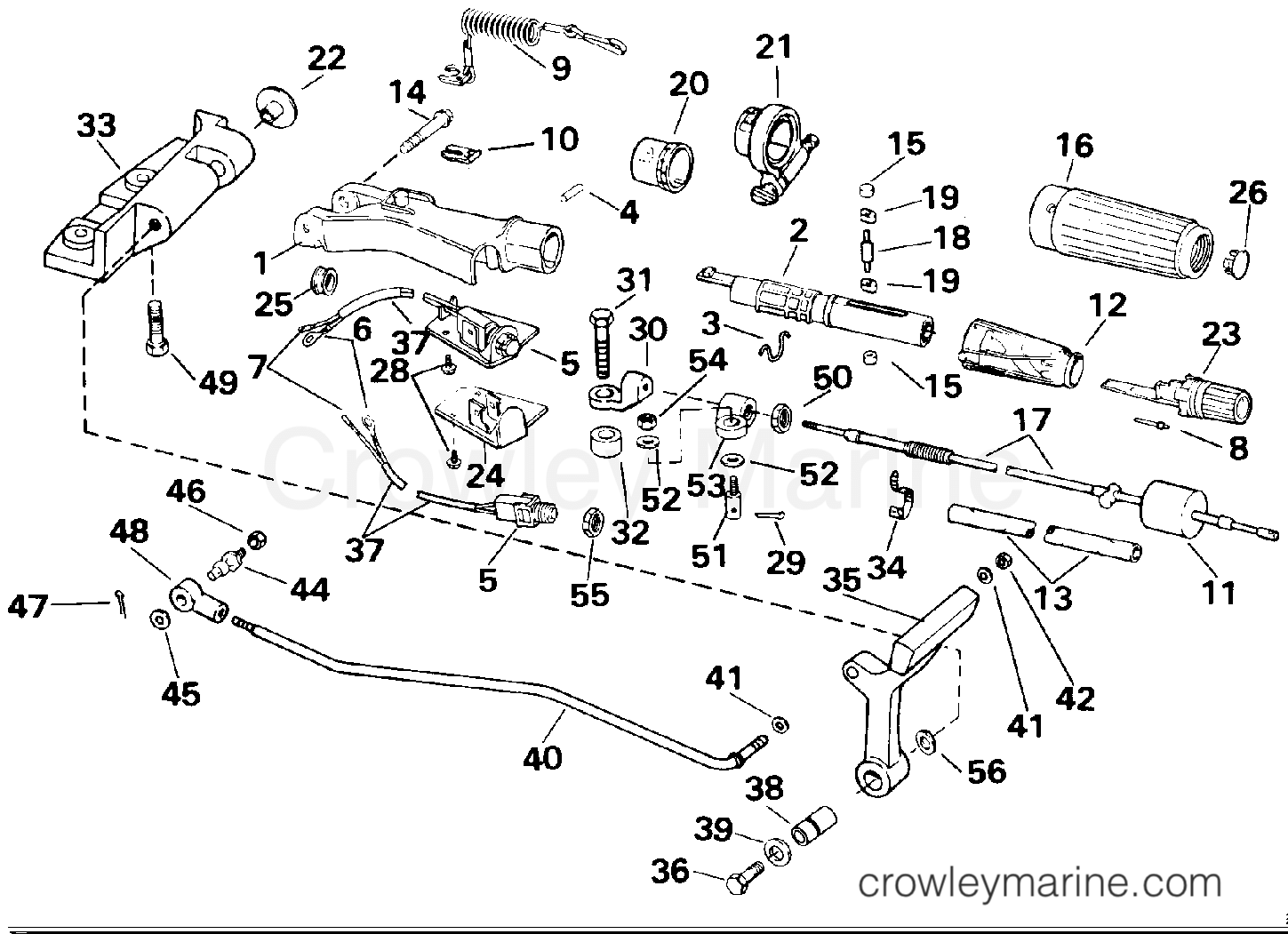 1992 Outboard 25 - J25RWLENB - STEERING AND SHIFT HANDLE