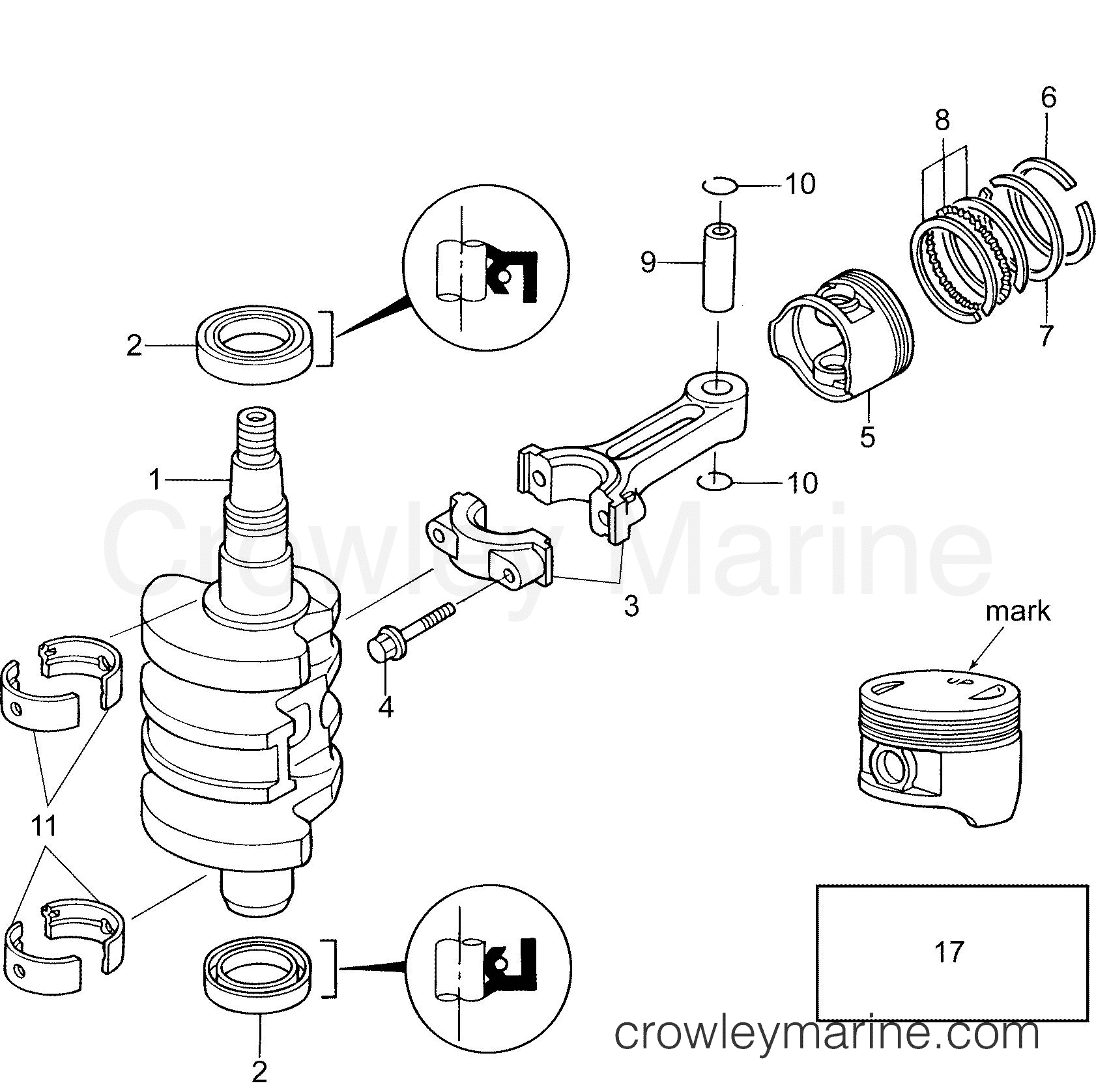 AA Outboard 9.8 PORTABLE - B10TEL4AAA - CRANKSHAFT & PISTONS