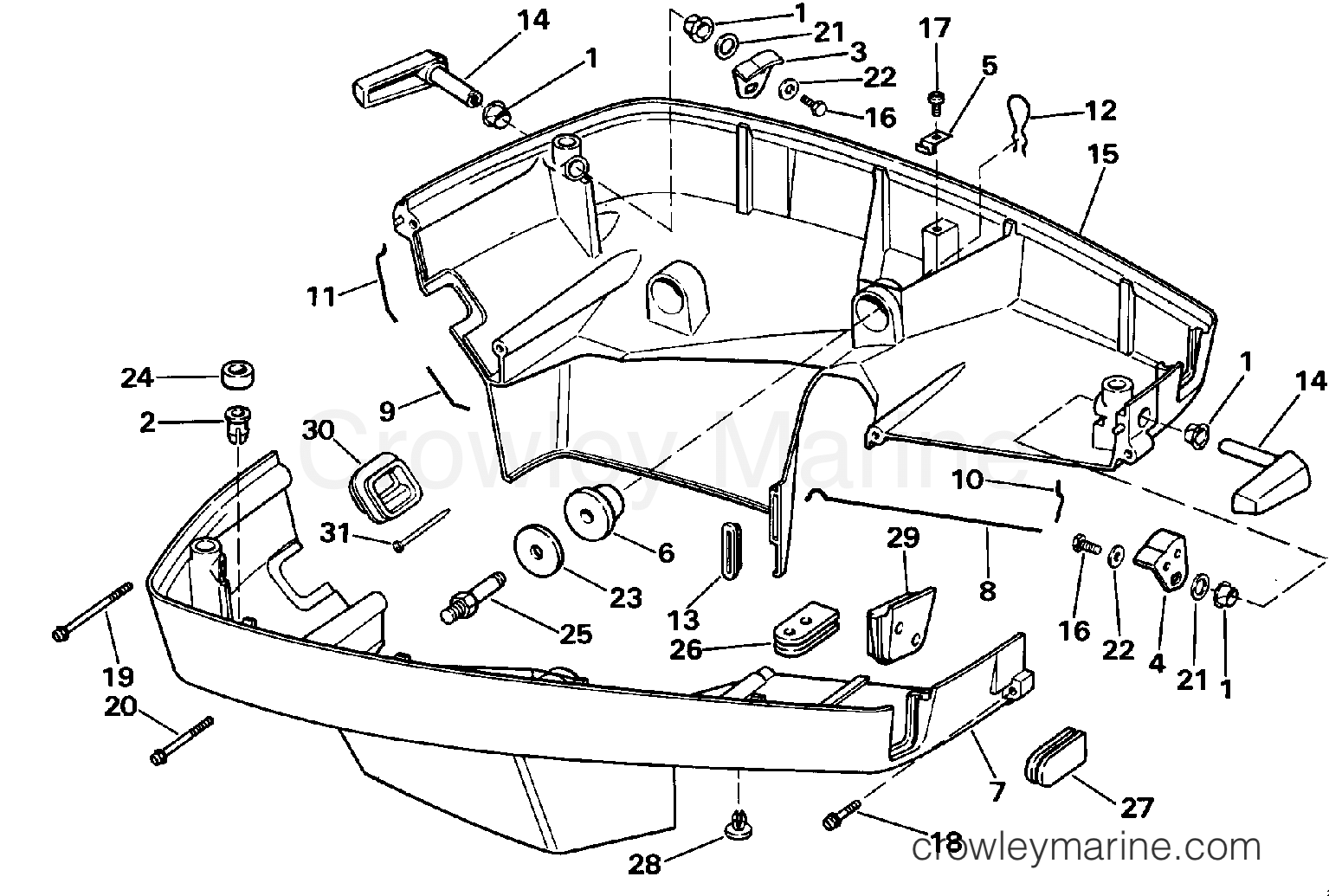 1988 Outboard 225 - J225PLCCE - LOWER ENGINE COVER