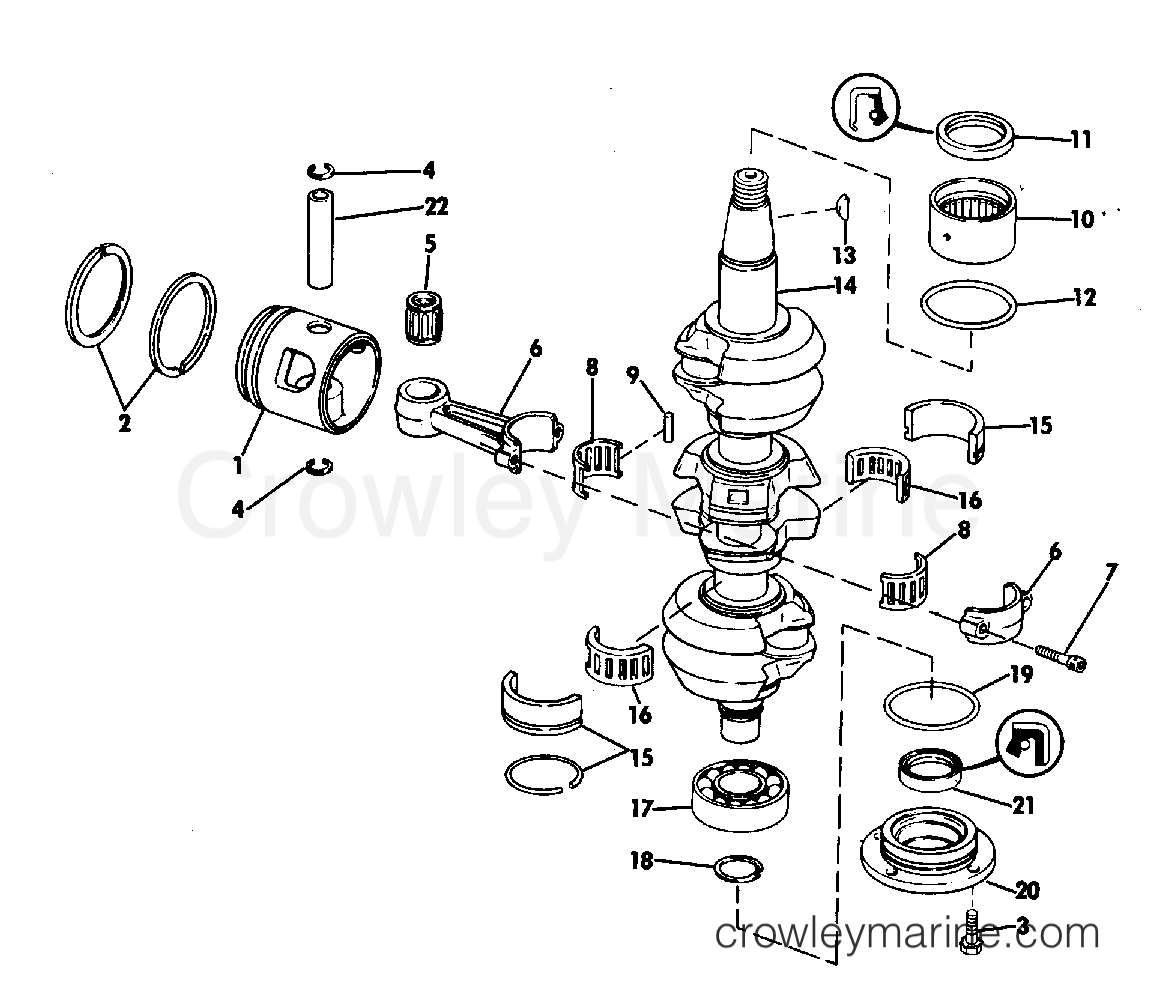 1983 Outboard 75 - J75ECTE - CRANKSHAFT & PISTON