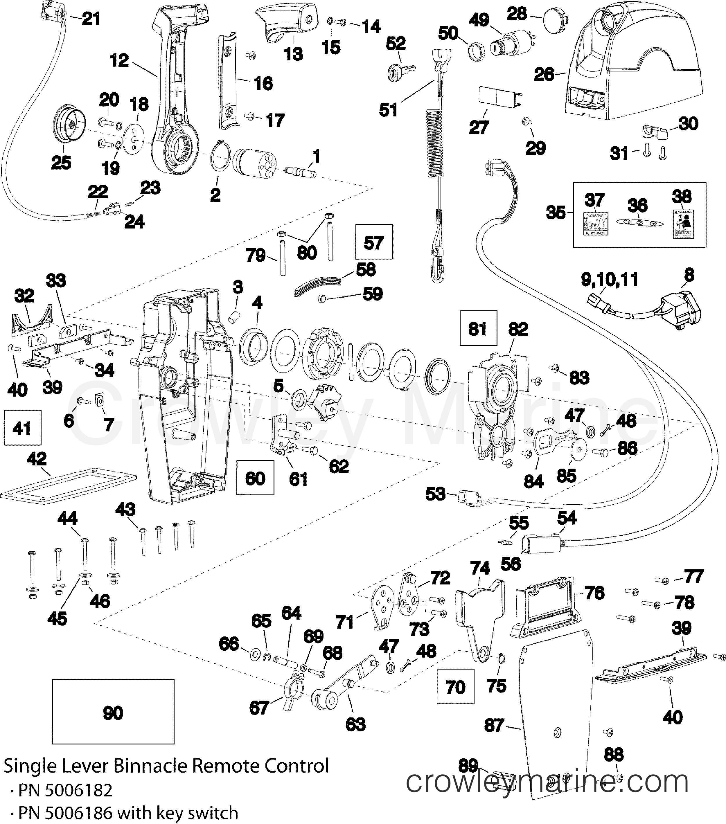 2005-2010 Rigging Accessories - Remote Controls - REMOTE CONTROL - SINGLE LEVER BINNACLE