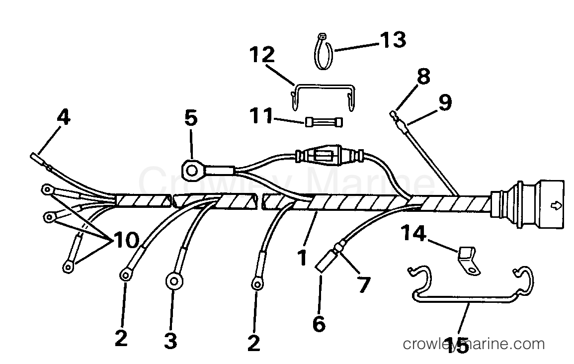 CABLE ASSEMBLY - 1989 Outboard 25 J25ELCEB | Crowley Marine