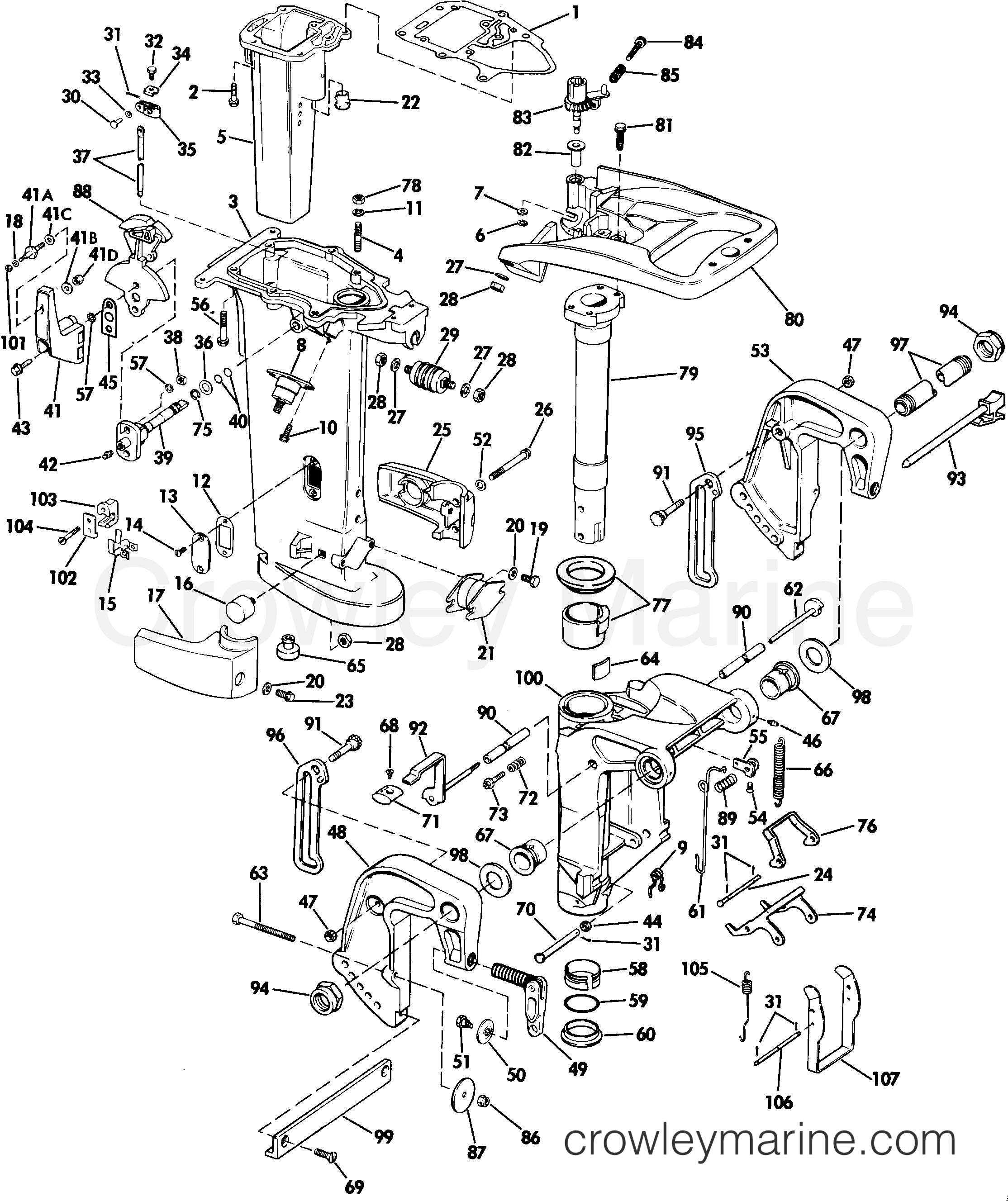 1985 Outboard 25 - J25ECOC - MIDSECTION - ELECTRIC START ONLY