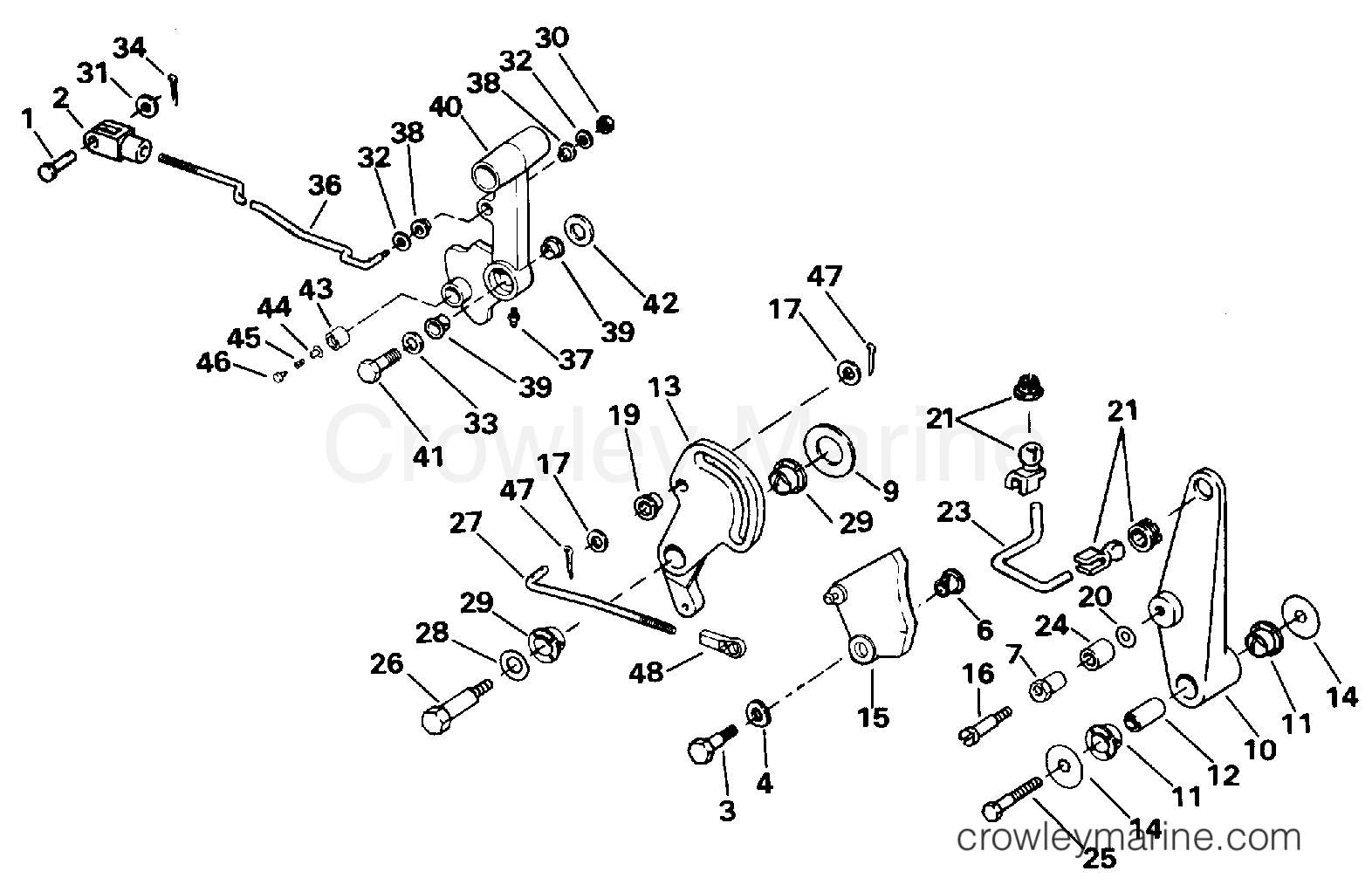 1991 Outboard 60 - J60TTLEIB - SHIFT & THROTTLE LINKAGE