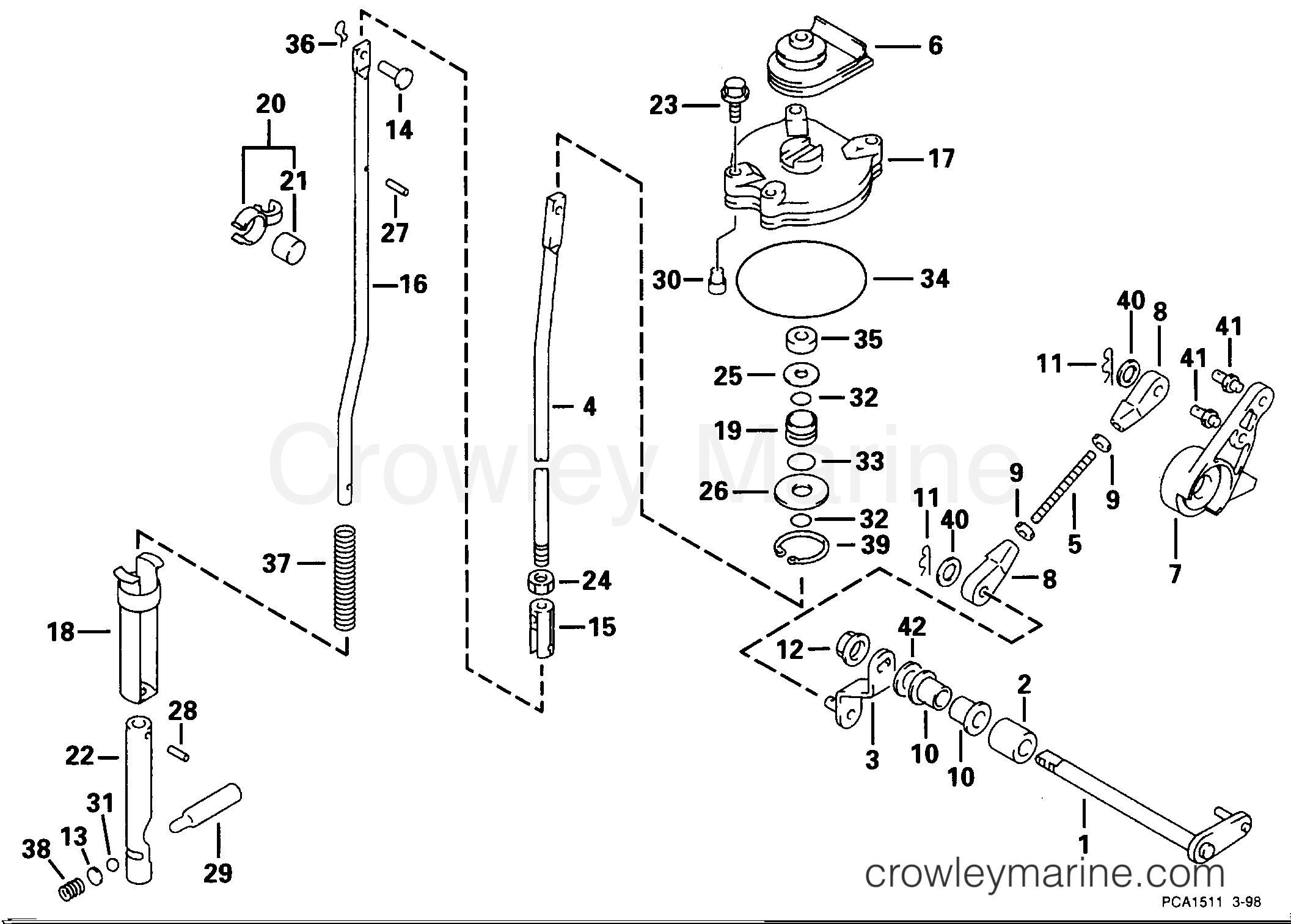 1998 Outboard 70 - J70FLTLECS - SHIFT ROD & LEVER