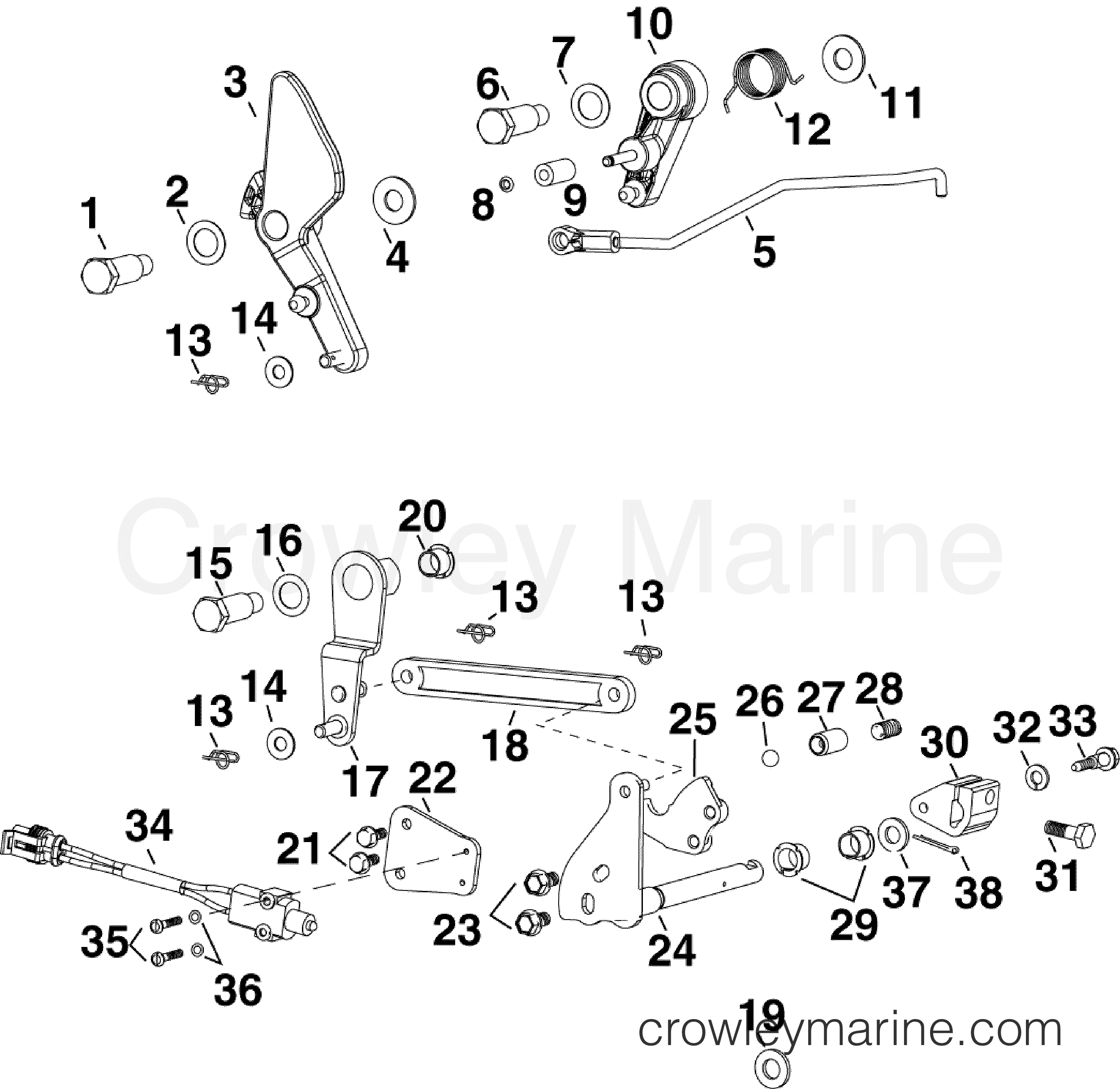 2010 Evinrude Outboards 40 - E40DPLISF THROTTLE & SHIFT LINKAGE section