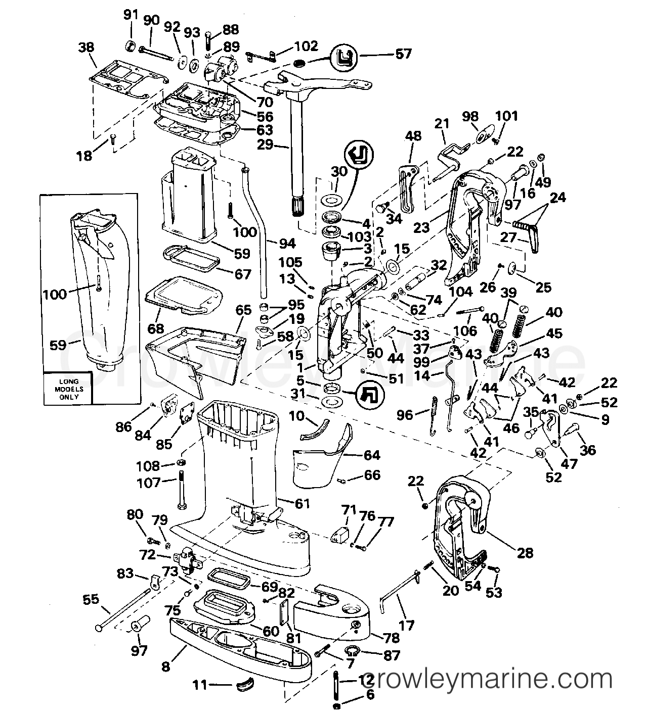 1996 Outboard 55 - J55RSLW - MIDSECTION