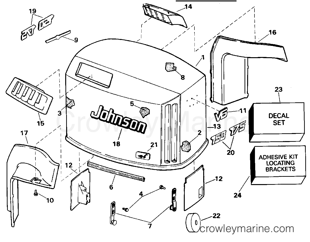 1995 Outboard 175 - J175SLEOM - ENGINE COVER - JOHNSON