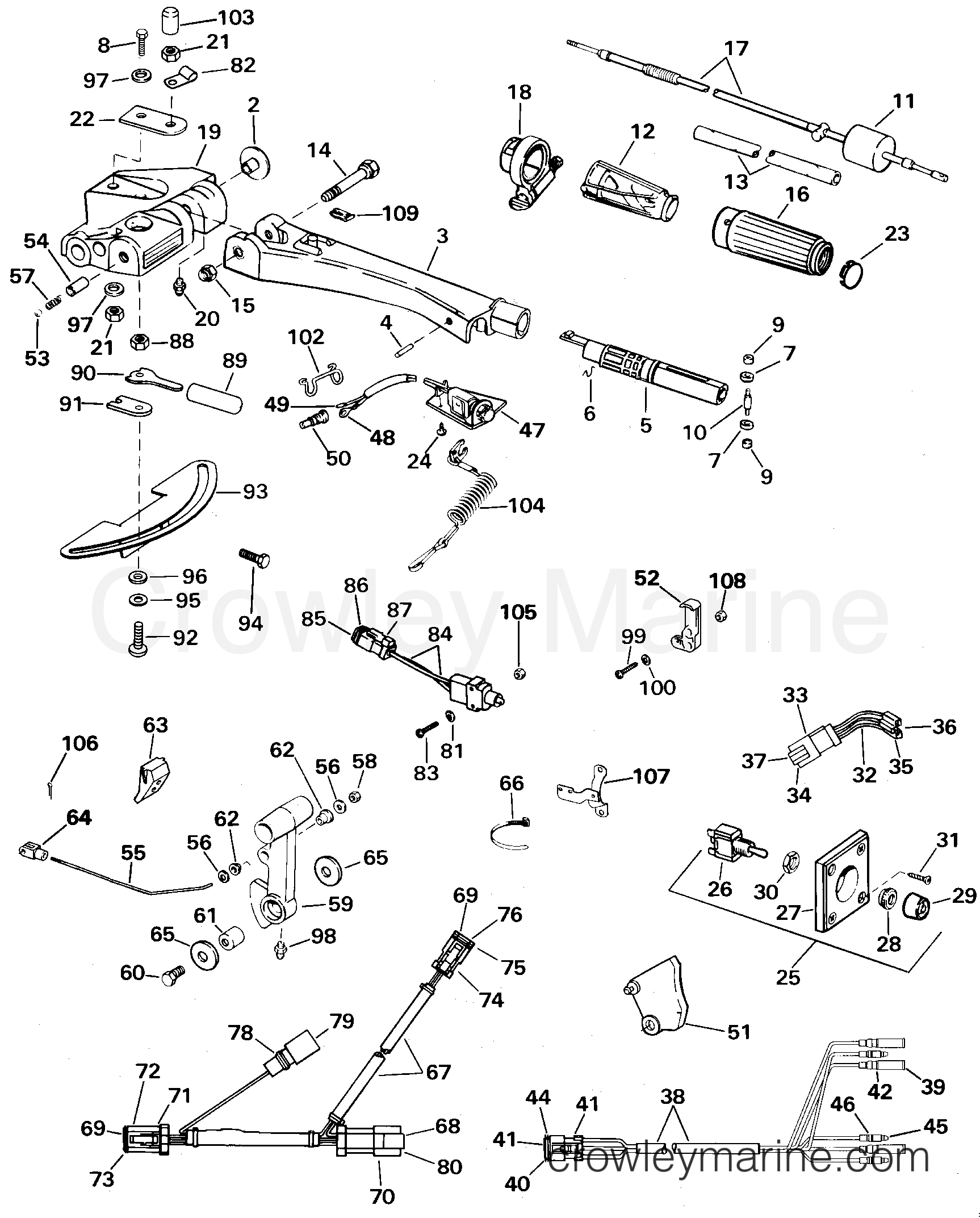 2000 Rigging Accessories - Steering - TILLER CONVERSION KIT - 70 (2-CYCLE)