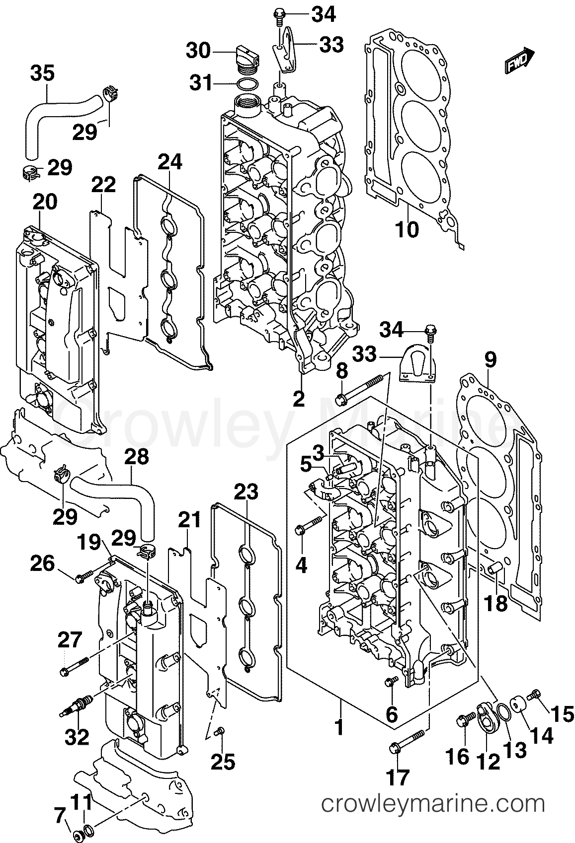 2005 Outboard 225 - BJ225X4SO - CYLINDER HEAD