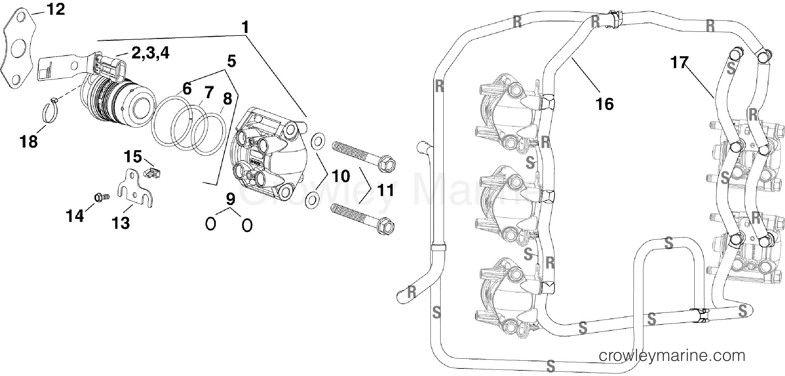 FUEL INJECTOR & RAILS 2006 Outboard 200 E200DHLSDF Crowley Marine
