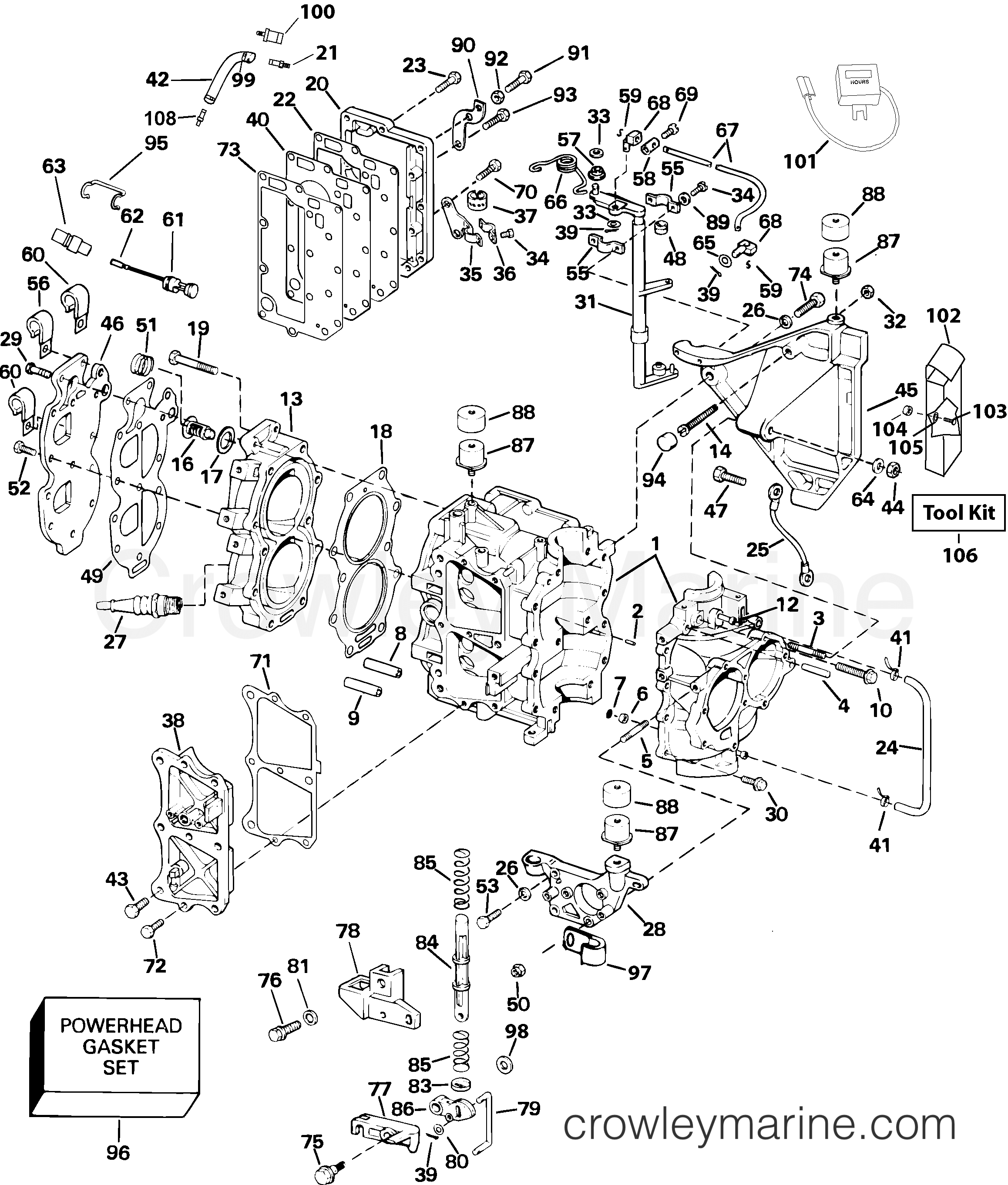 2004 Outboard 30 - J30MLSRC - CYLINDER & CRANKCASE