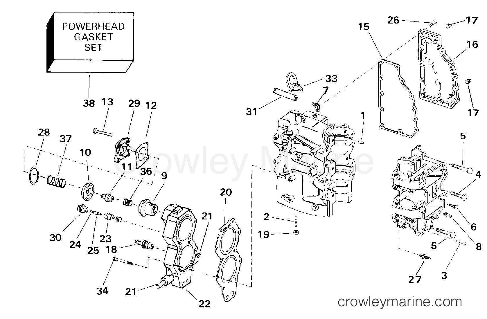 2000 Outboard 30 - J30JRSSB - CYLINDER & CRANKCASE
