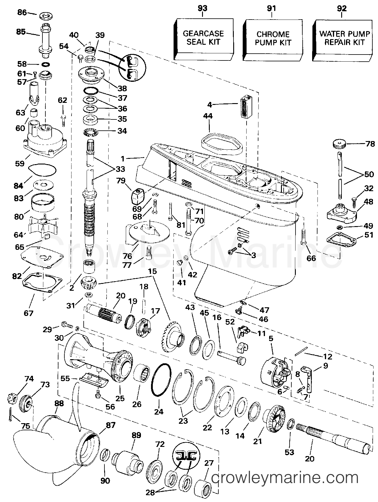 1992 Outboard 65 - J65WMLENE - GEARCASE