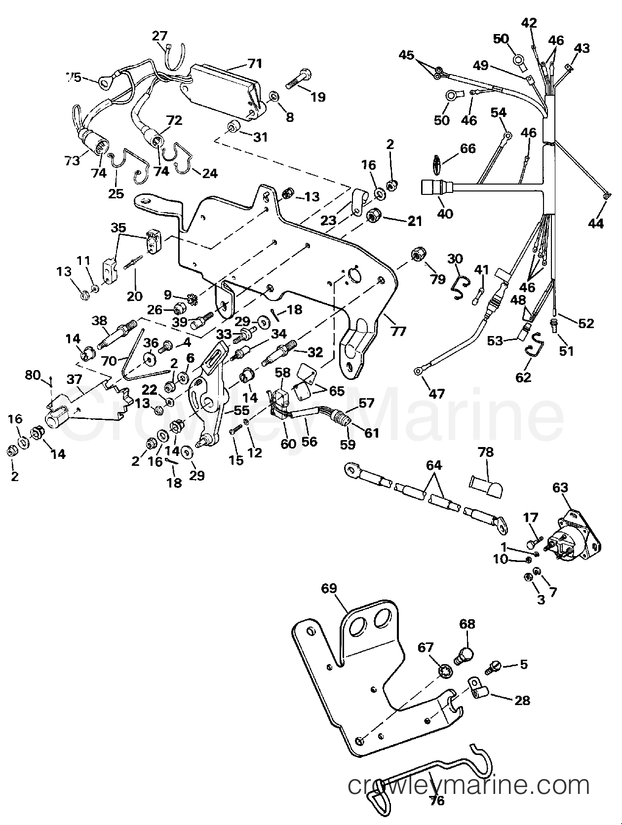 1990 OMC Stern Drive 2.3 - 232BMRPWS WIRE HARNESS, BRACKET & SOLENOID section