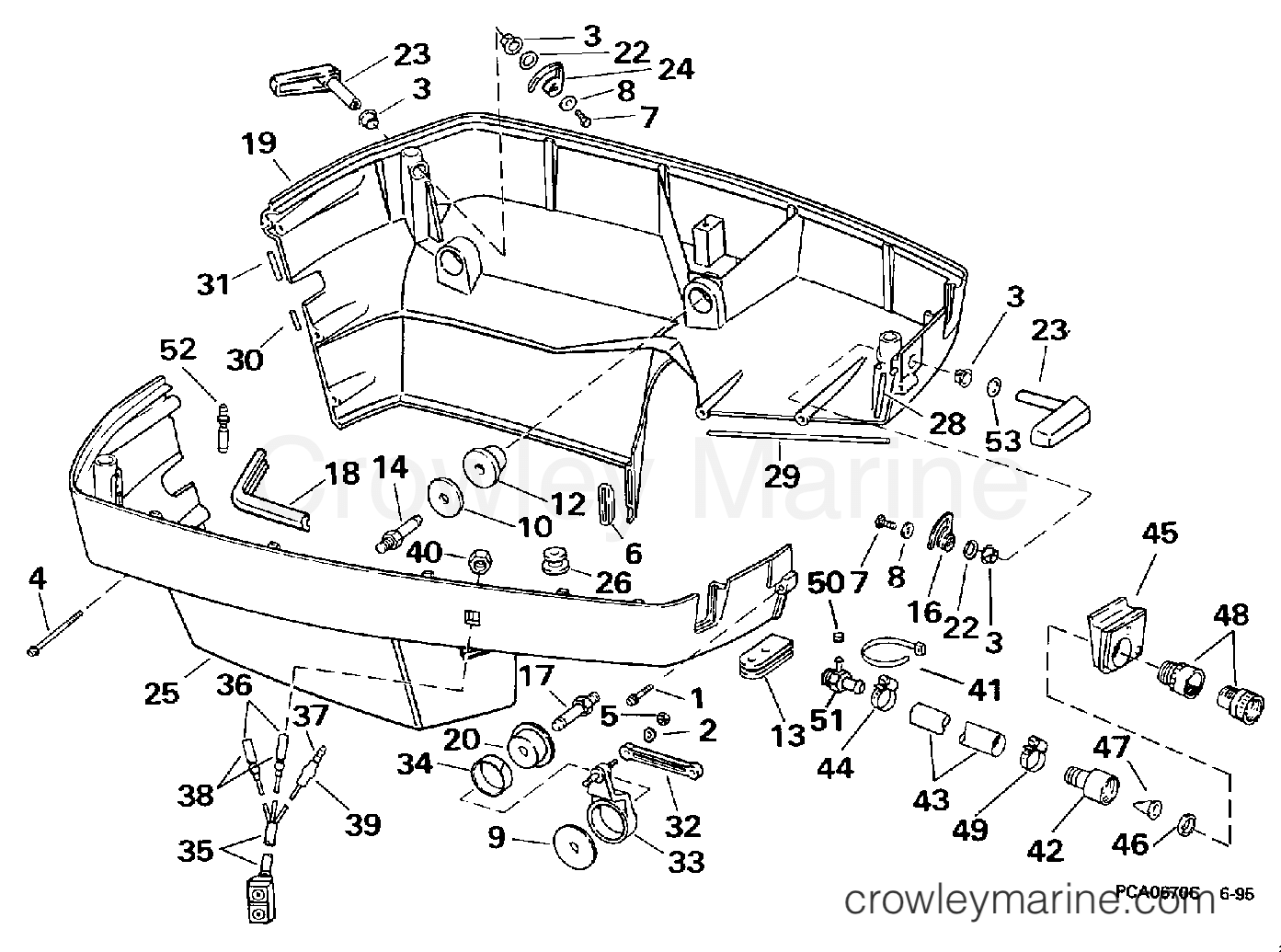 1997 Outboard 250 - BJ250TXEUM - LOWER ENGINE COVER