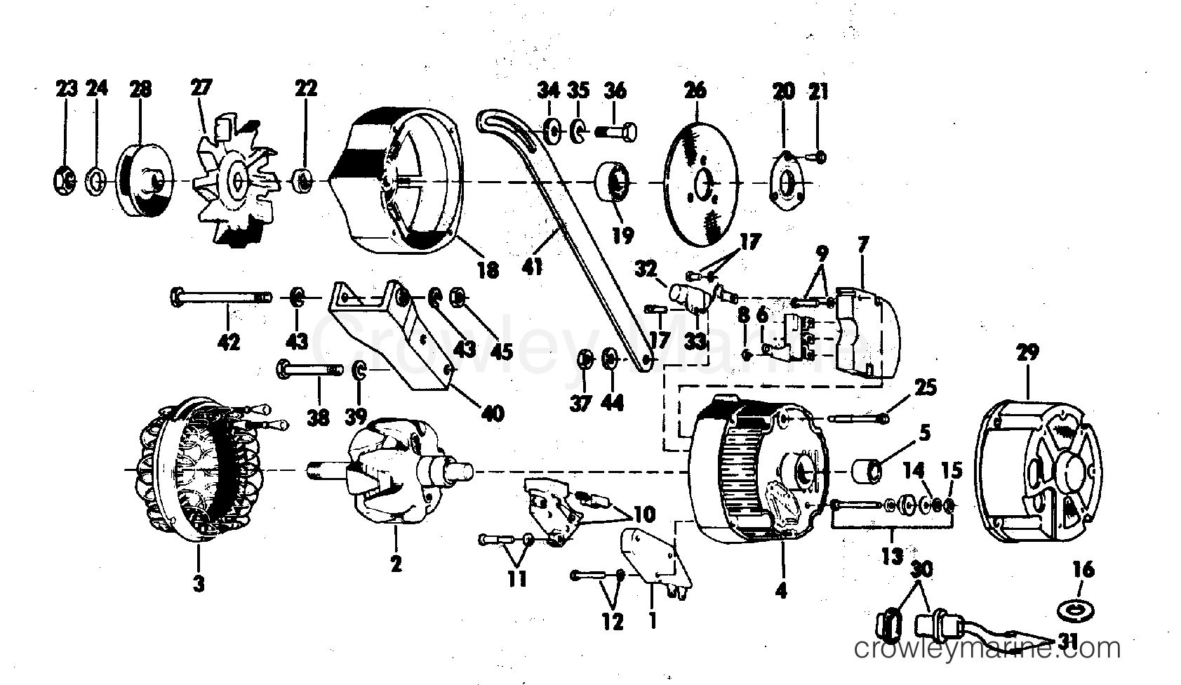 1982 OMC Stern Drive 5 - 504SPMCCNG ALTERNATOR GROUP section