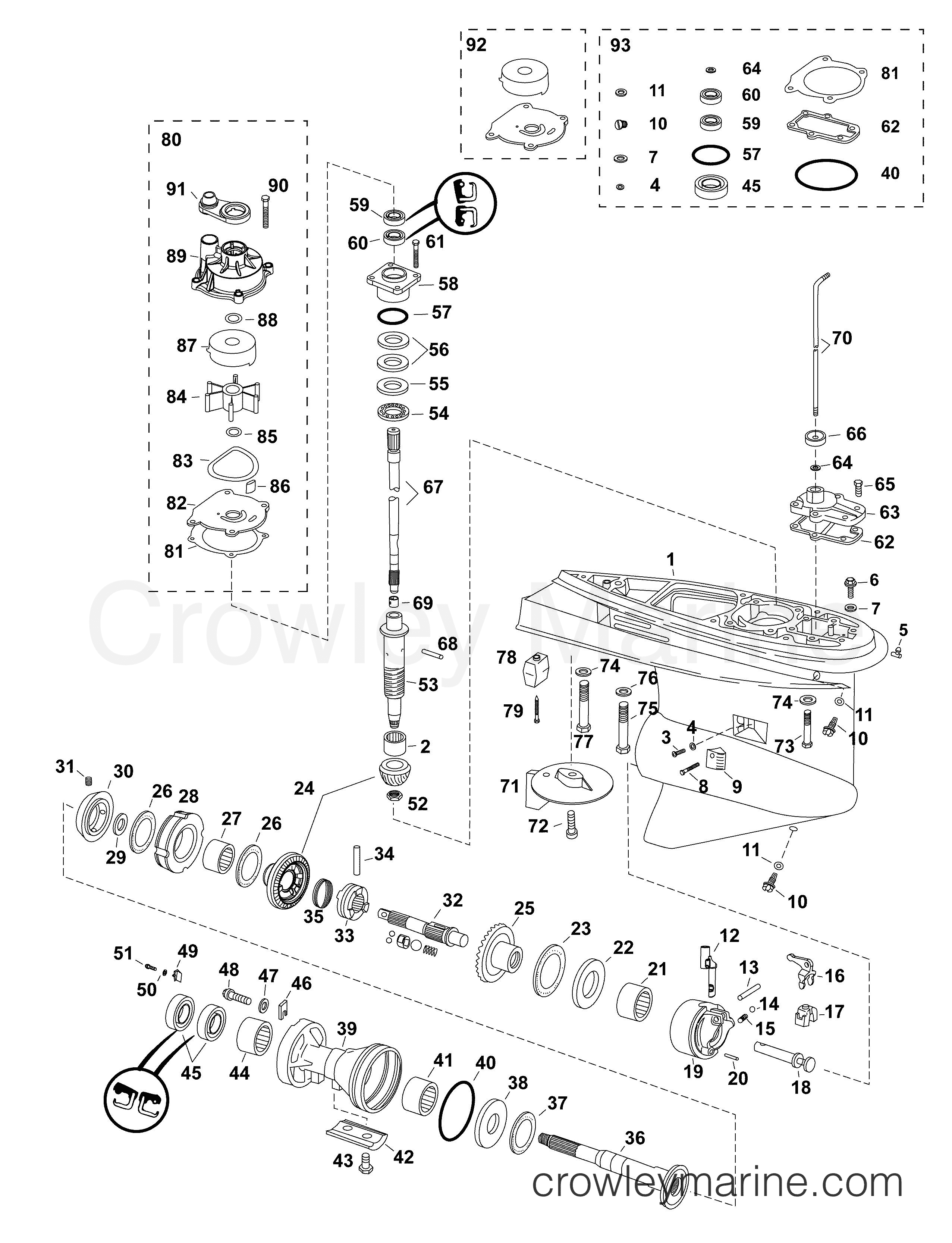 AB Outboard 130 - E130DCXABA - GEARCASE, O-TYPE, COUNTER ROTATION
