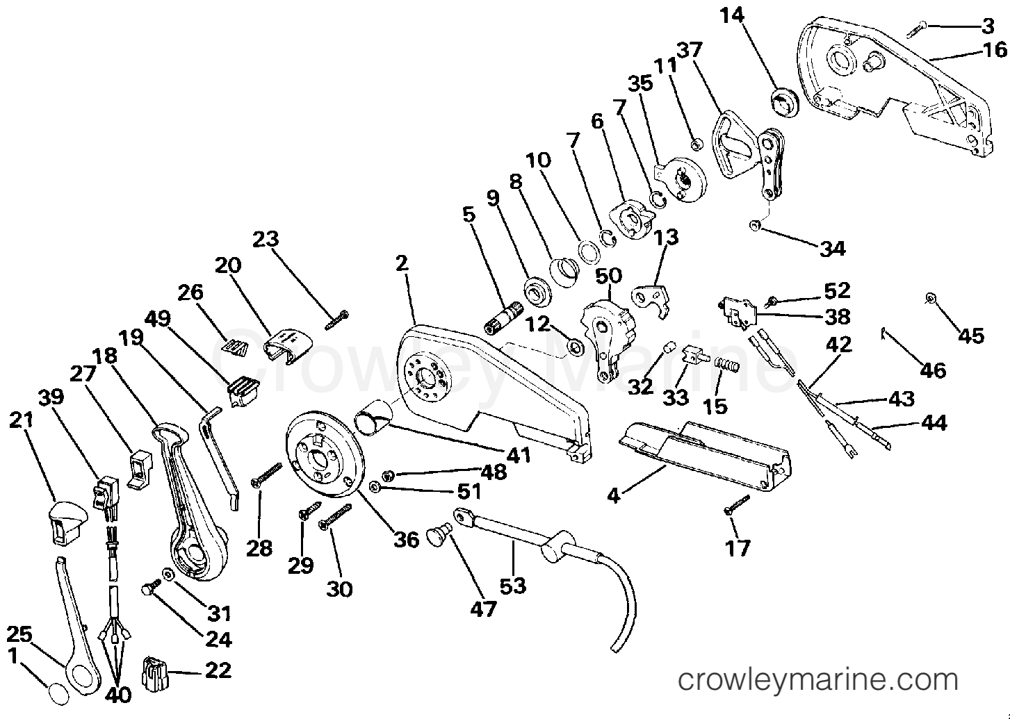 1991 Rigging OMC Stern Drive - All Models - REMOTE CONTROL ASSEMBLY - CONCEALED SIDE MOUNT P/N 174280