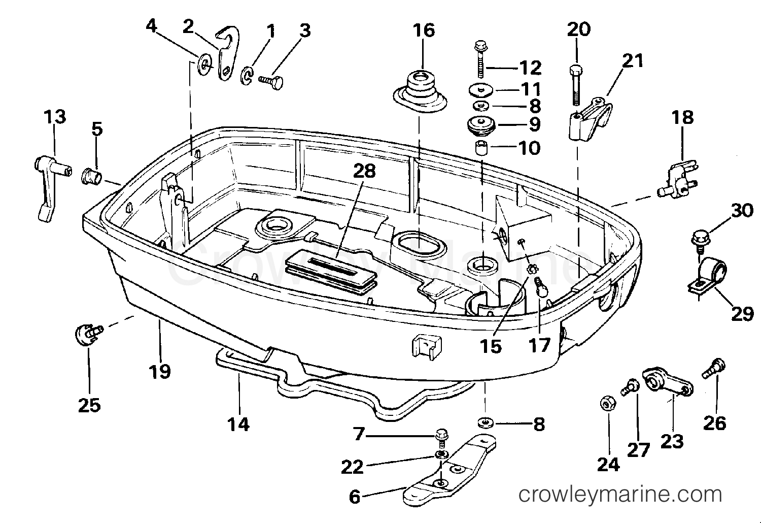 1984 Outboard 25 - E25TECRD - LOWER ENGINE COVER