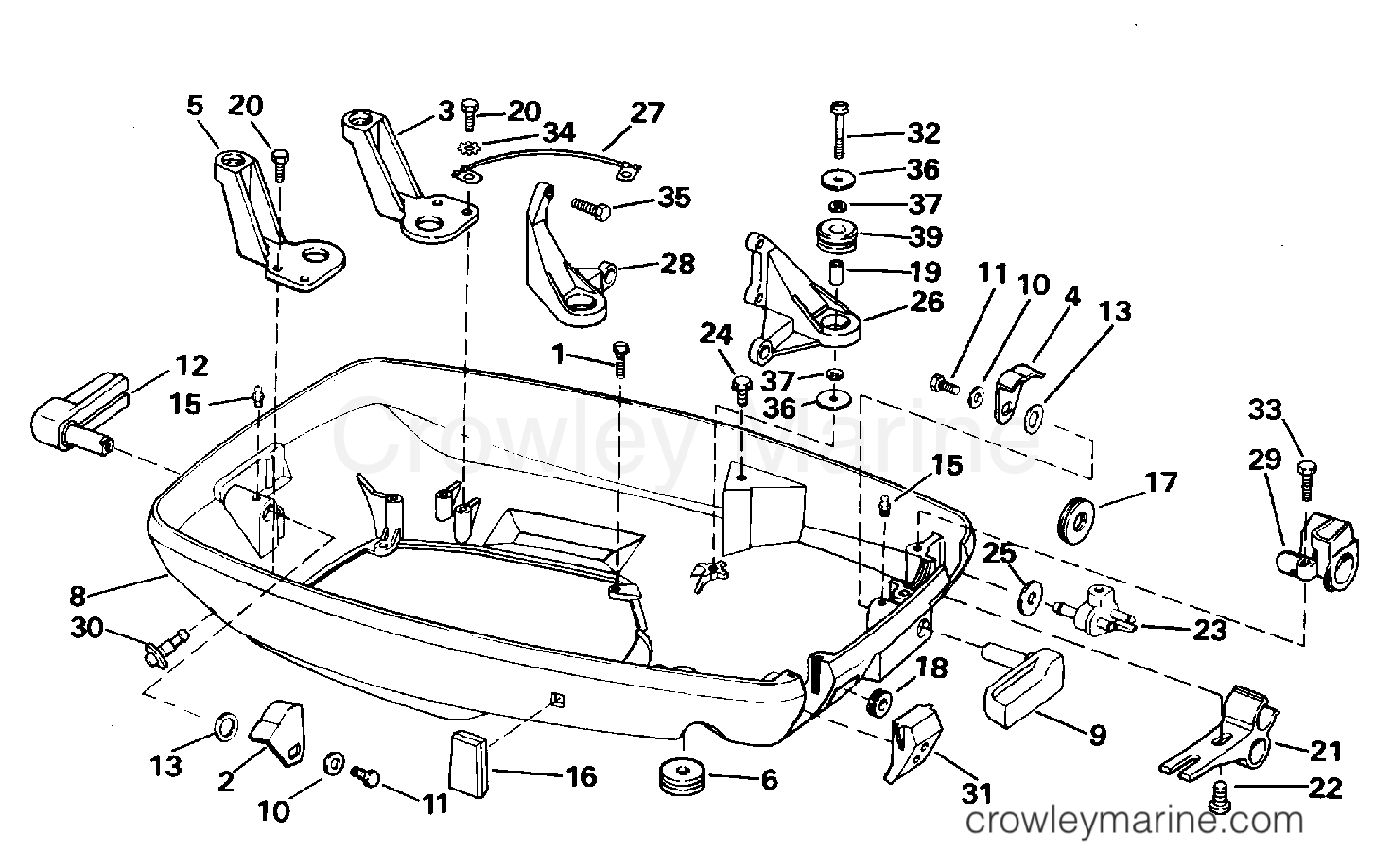 1995 Outboard 65 - J65RSLC - LOWER ENGINE COVER